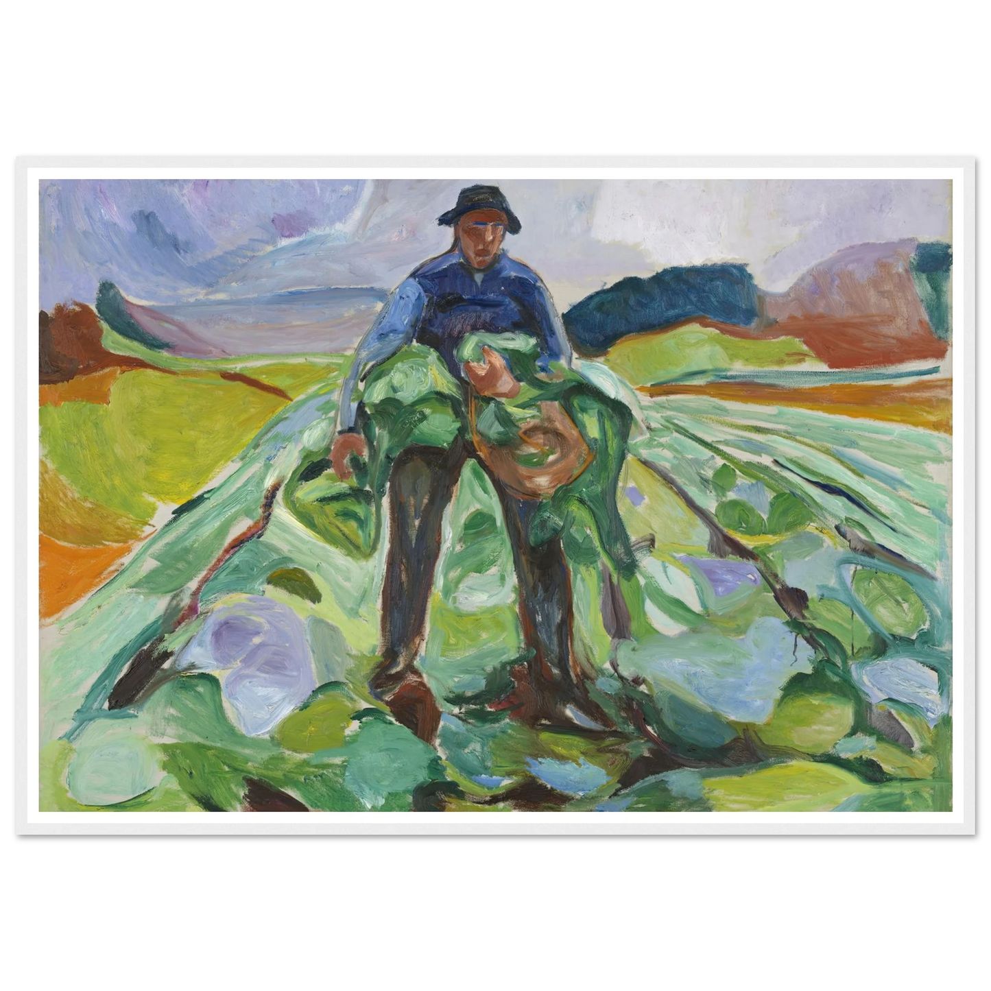Man in the Cabbage Field (1916) Art Print | Edvard Munch - Framed Poster - 30x40 cm / 12x16″ - Black frame