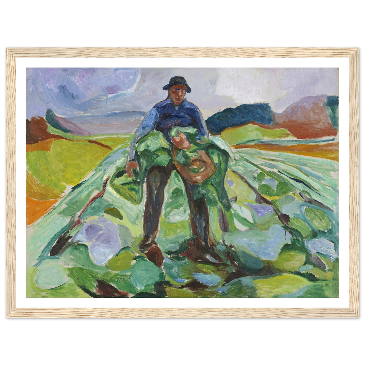 Man in the Cabbage Field (1916) Art Print | Edvard Munch - Framed Poster - 30x40 cm / 12x16″ - Black frame