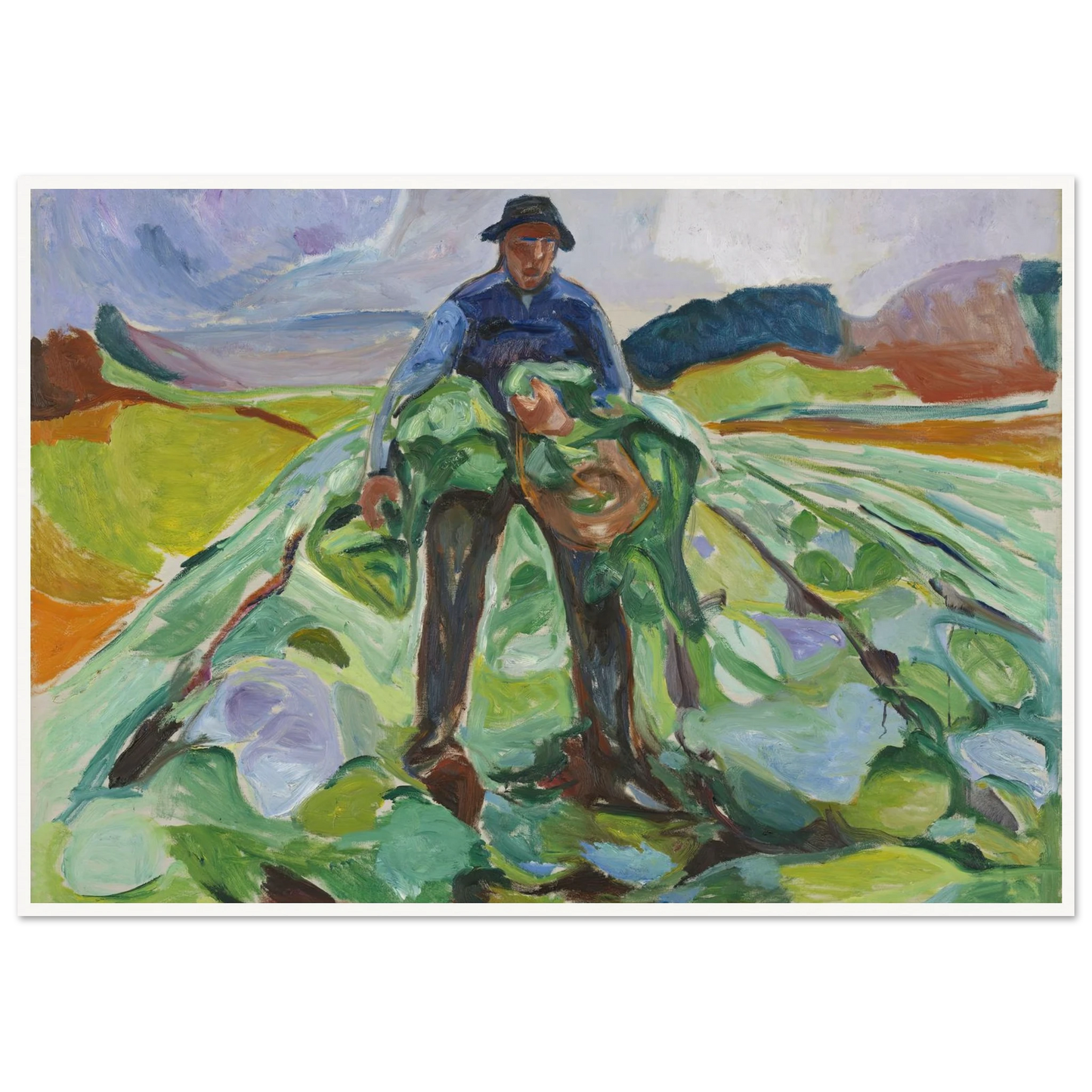 Man in the Cabbage Field (1916) Art Print | Edvard Munch - Framed Poster - 30x40 cm / 12x16″ - Black frame