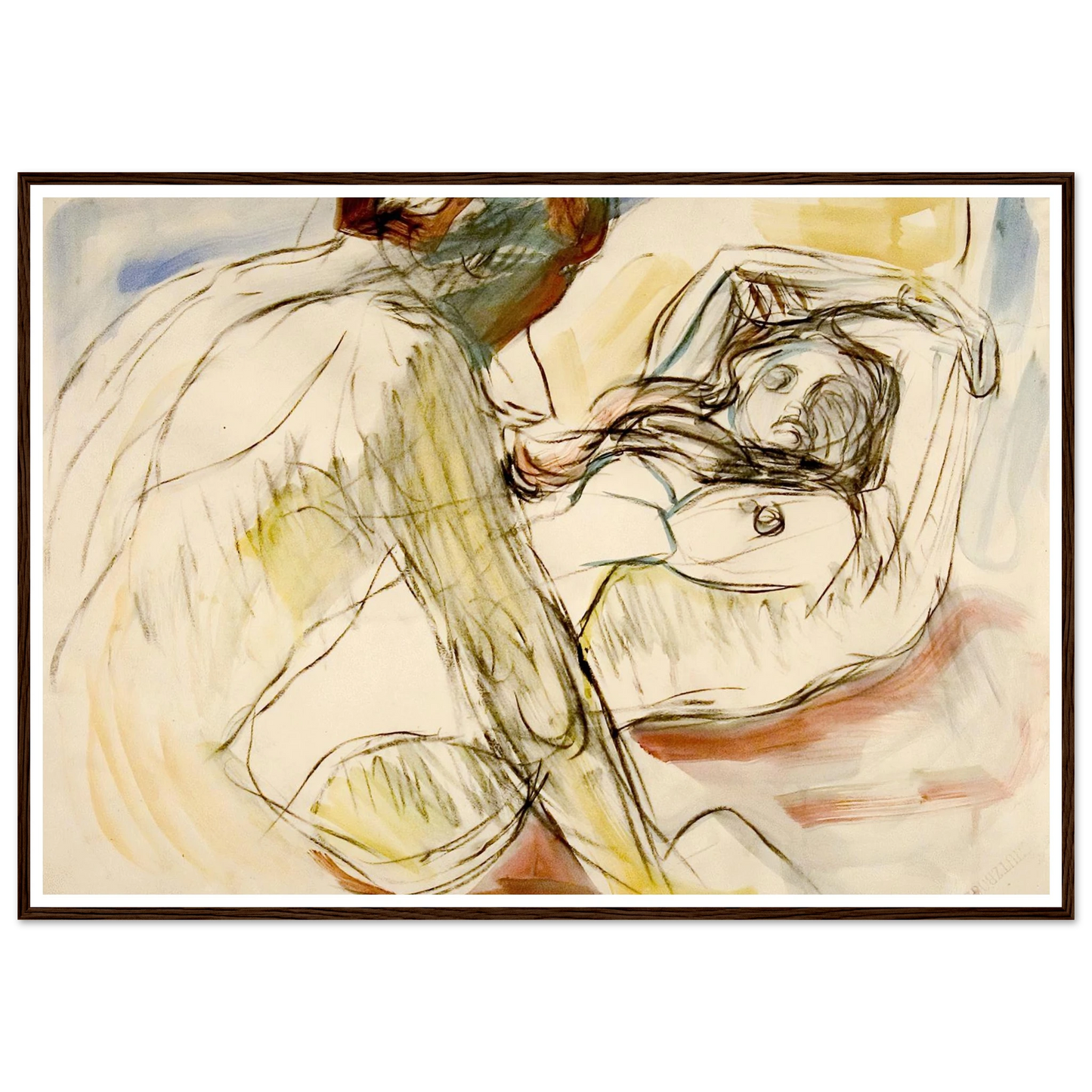 Mann og kvinne (1912-1915) Art Print | Edvard Munch - Framed Poster - 30x40 cm / 12x16″ - Black frame