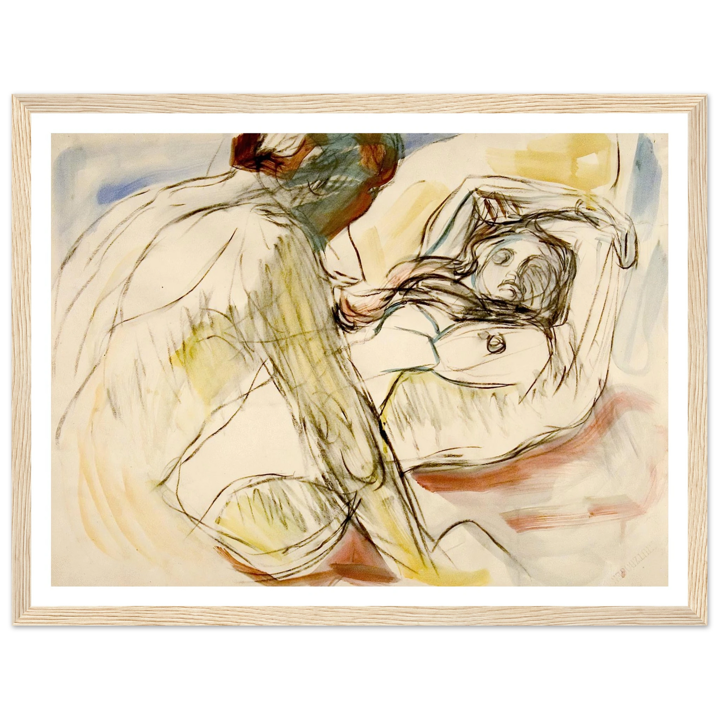 Mann og kvinne (1912-1915) Art Print | Edvard Munch - Framed Poster - 30x40 cm / 12x16″ - Black frame