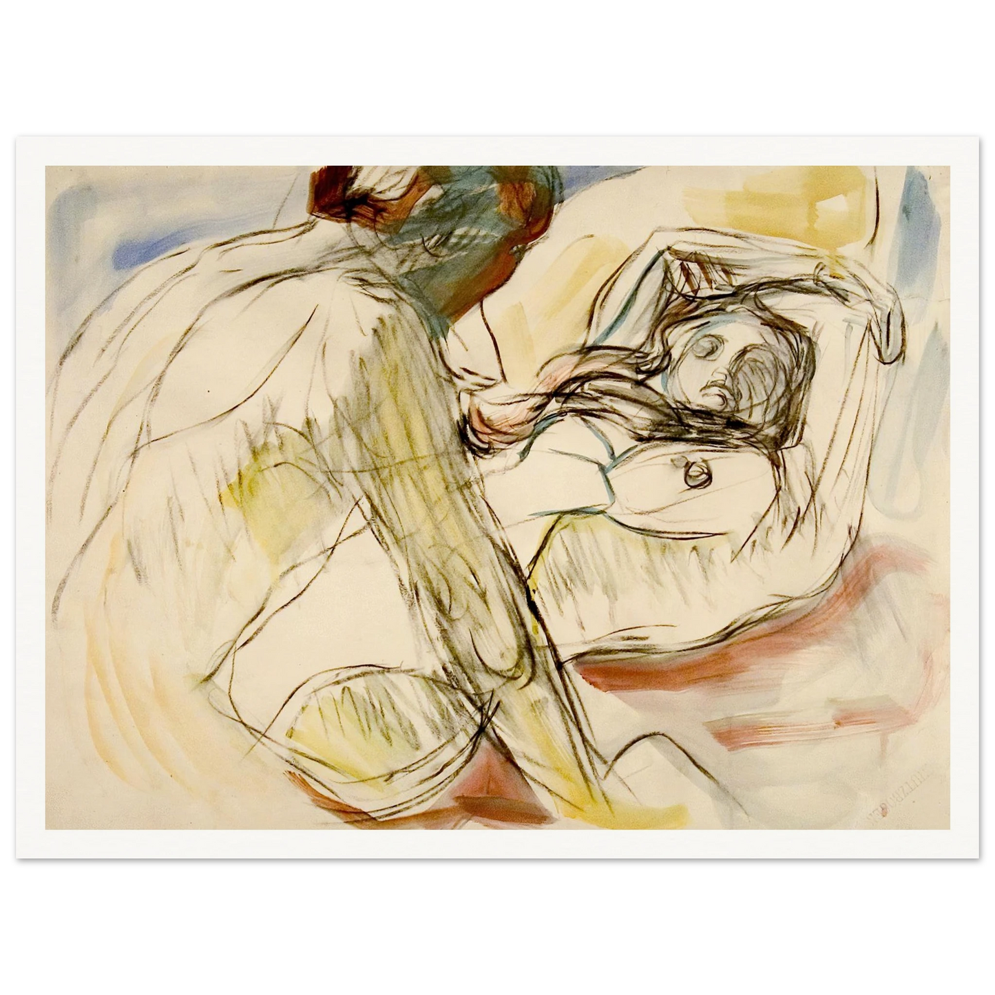 Mann og kvinne (1912-1915) Art Print | Edvard Munch - Framed Poster - 30x40 cm / 12x16″ - Black frame