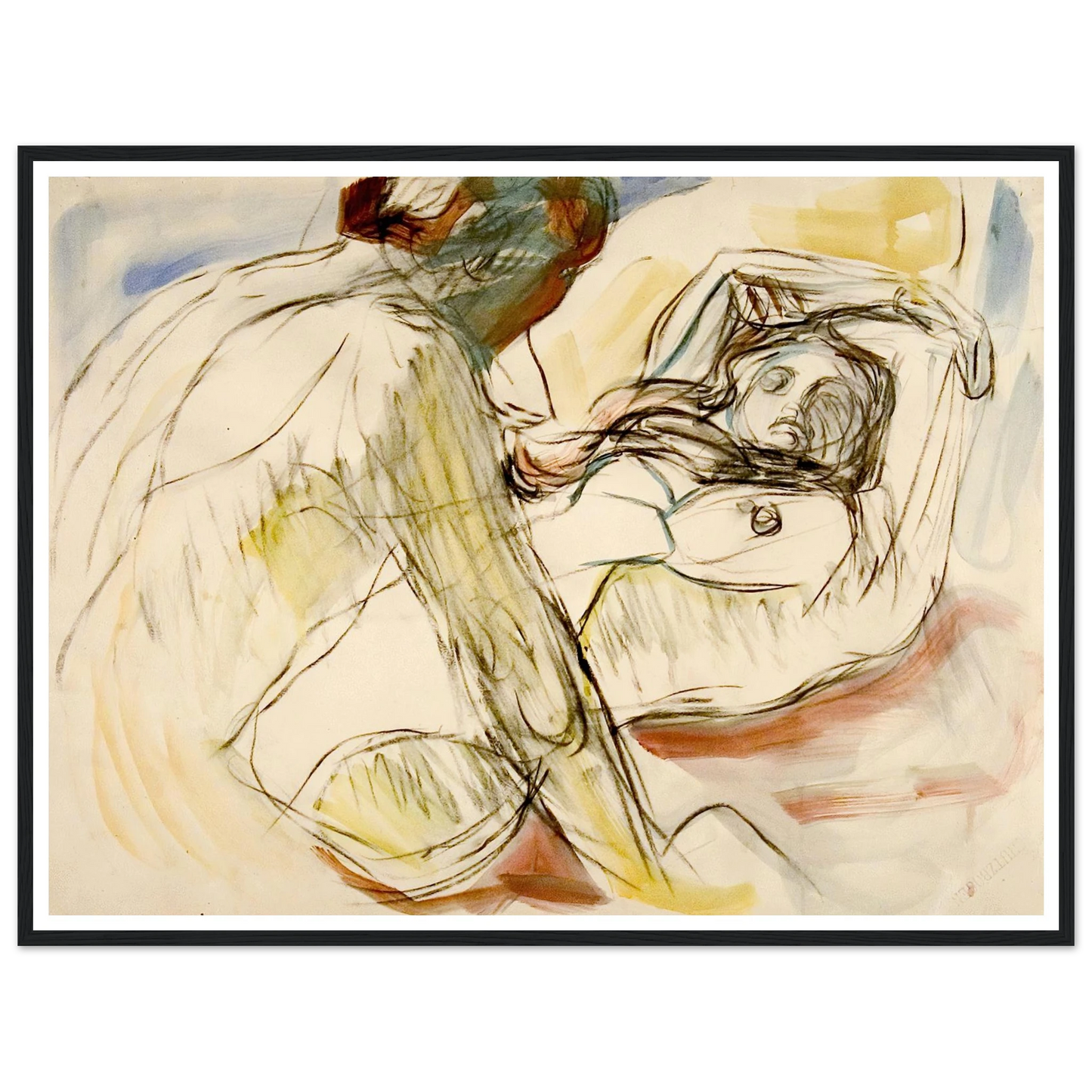 Mann og kvinne (1912-1915) Art Print | Edvard Munch - Framed Poster - 30x40 cm / 12x16″ - Black frame