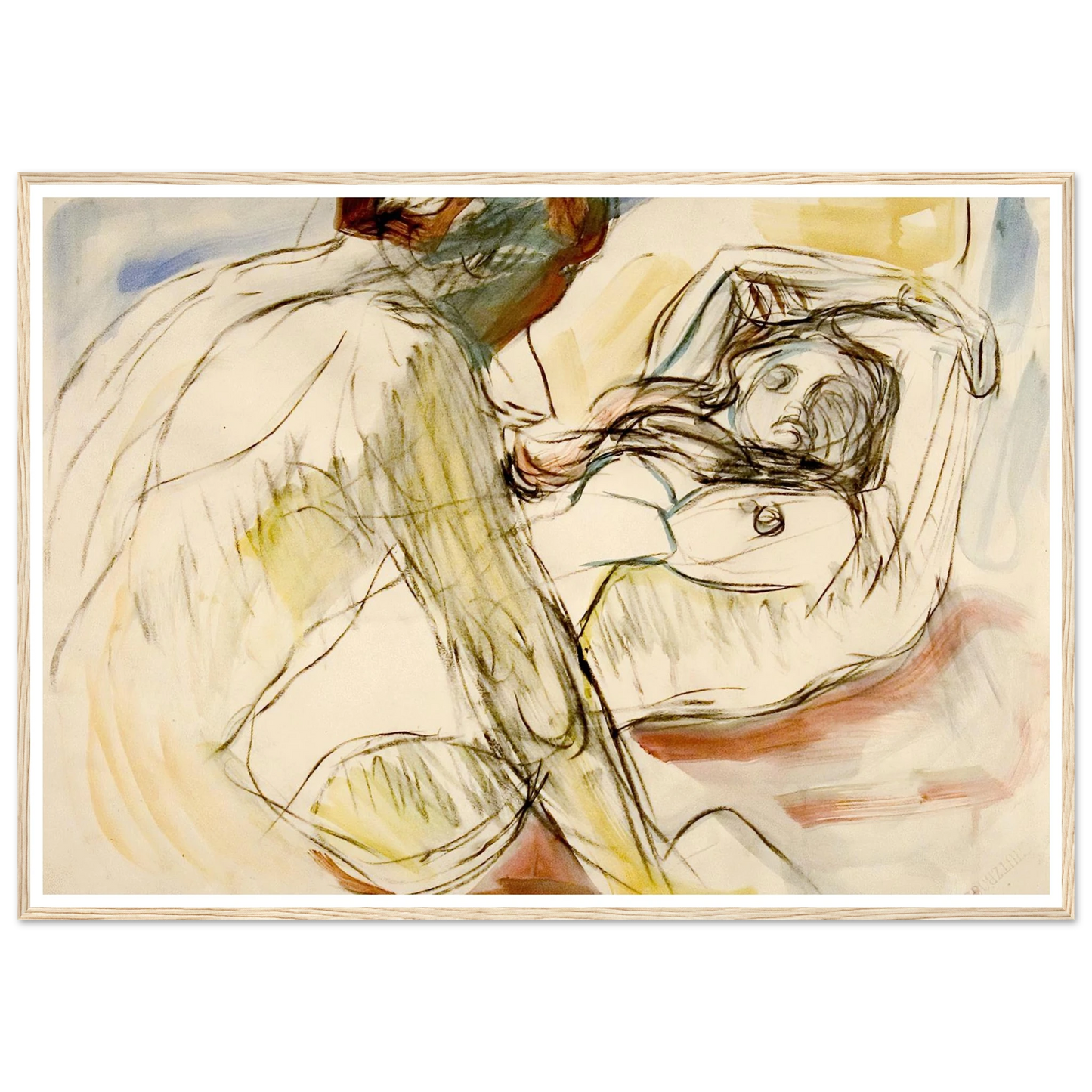 Mann og kvinne (1912-1915) Art Print | Edvard Munch - Framed Poster - 30x40 cm / 12x16″ - Black frame