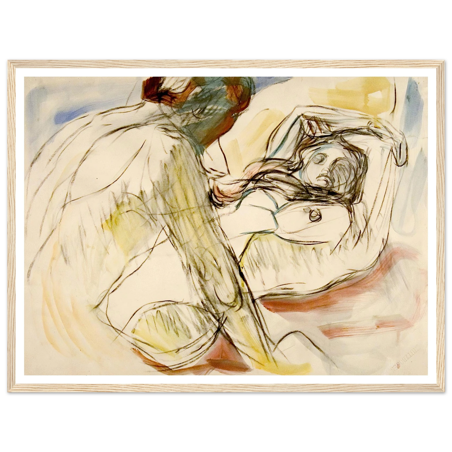 Mann og kvinne (1912-1915) Art Print | Edvard Munch - Framed Poster - 30x40 cm / 12x16″ - Black frame