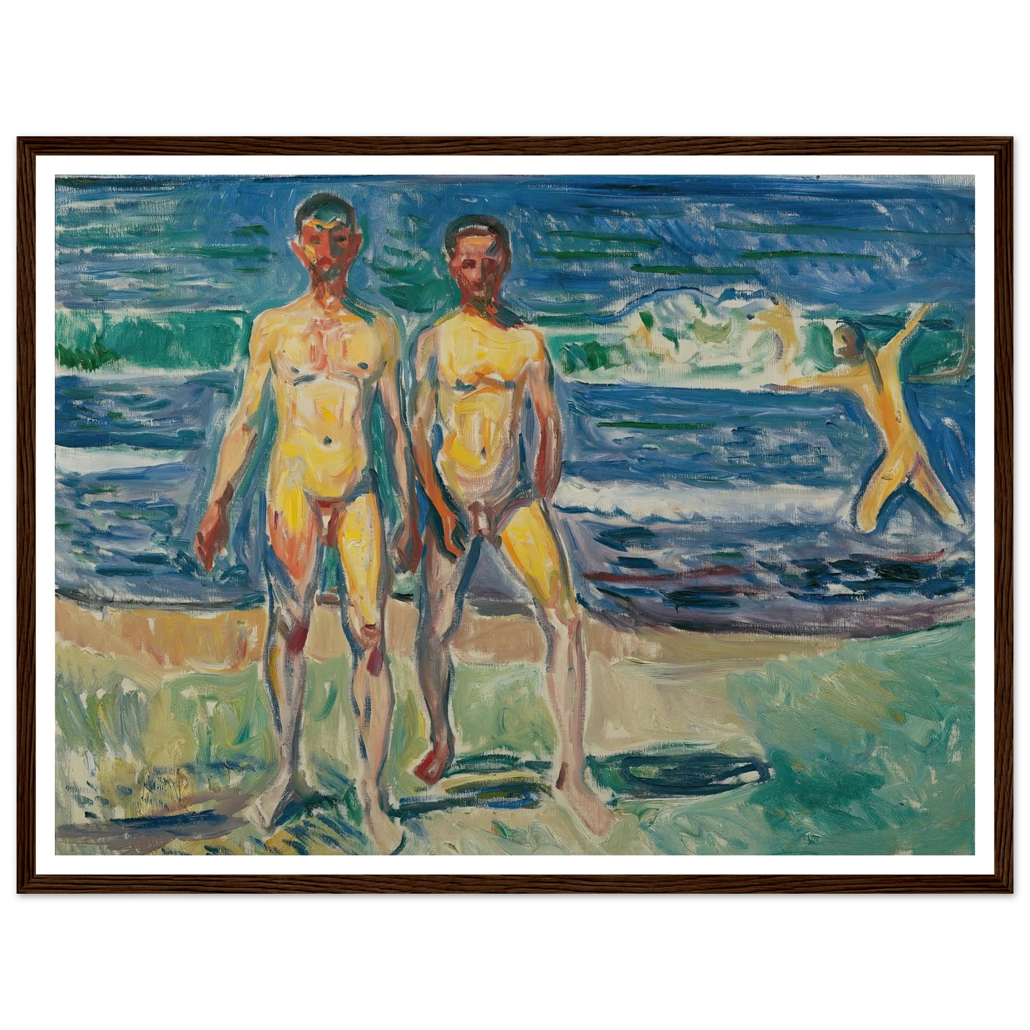 Männer am Meer (1908) Art Print | Edvard Munch - Framed Poster - 30x40 cm / 12x16″ - Black frame