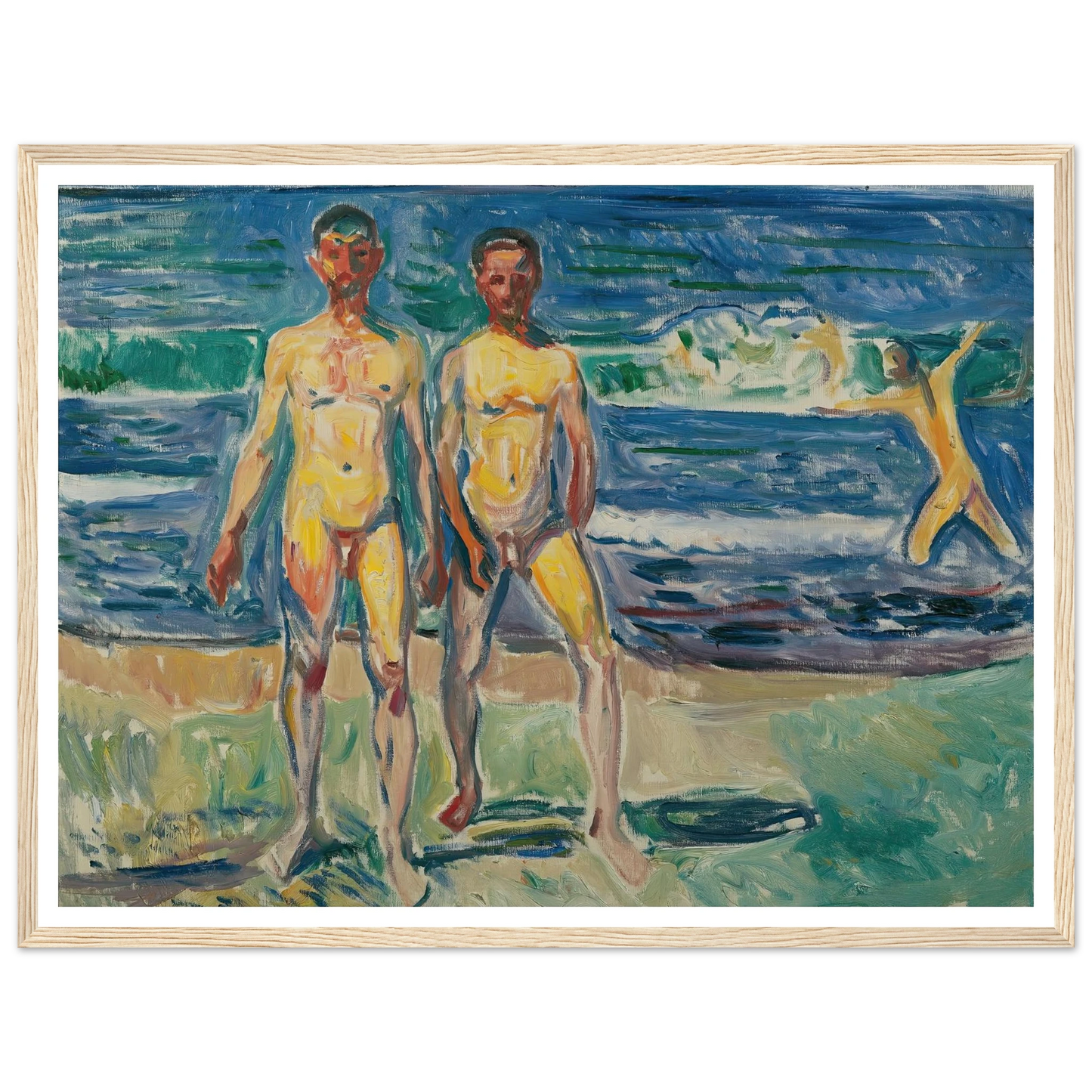 Männer am Meer (1908) Art Print | Edvard Munch - Framed Poster - 30x40 cm / 12x16″ - Black frame