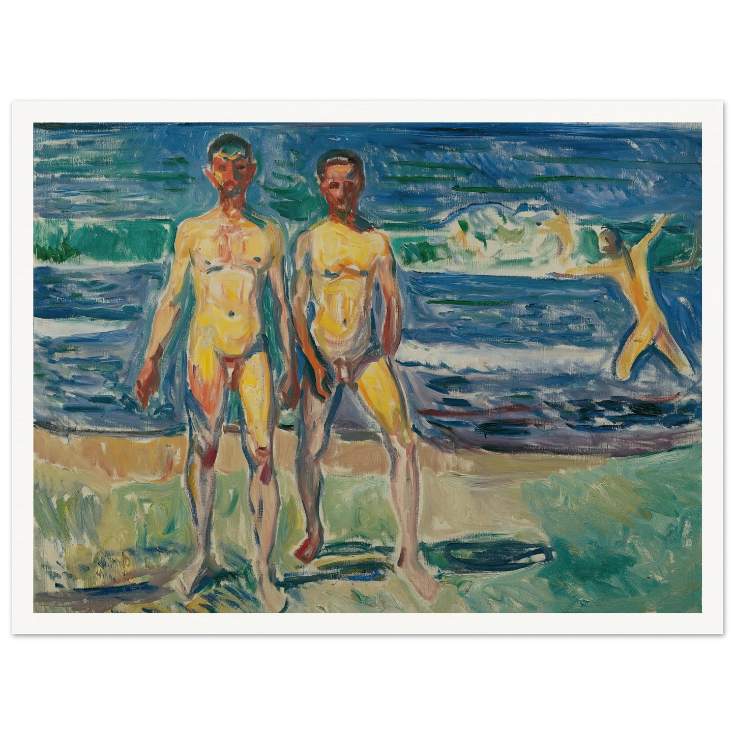 Männer am Meer (1908) Art Print | Edvard Munch - Framed Poster - 30x40 cm / 12x16″ - Black frame