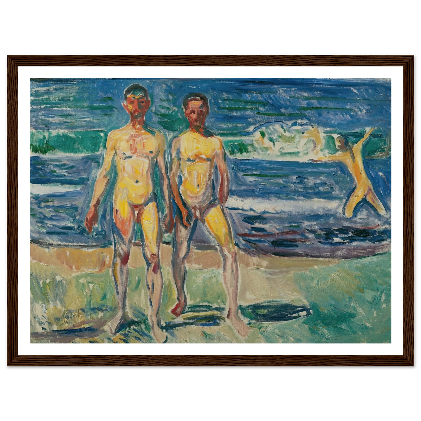 Männer am Meer (1908) Art Print | Edvard Munch - Framed Poster - 30x40 cm / 12x16″ - Black frame