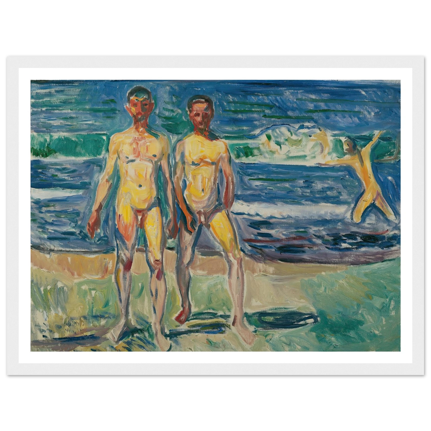 Männer am Meer (1908) Art Print | Edvard Munch - Framed Poster - 30x40 cm / 12x16″ - Black frame