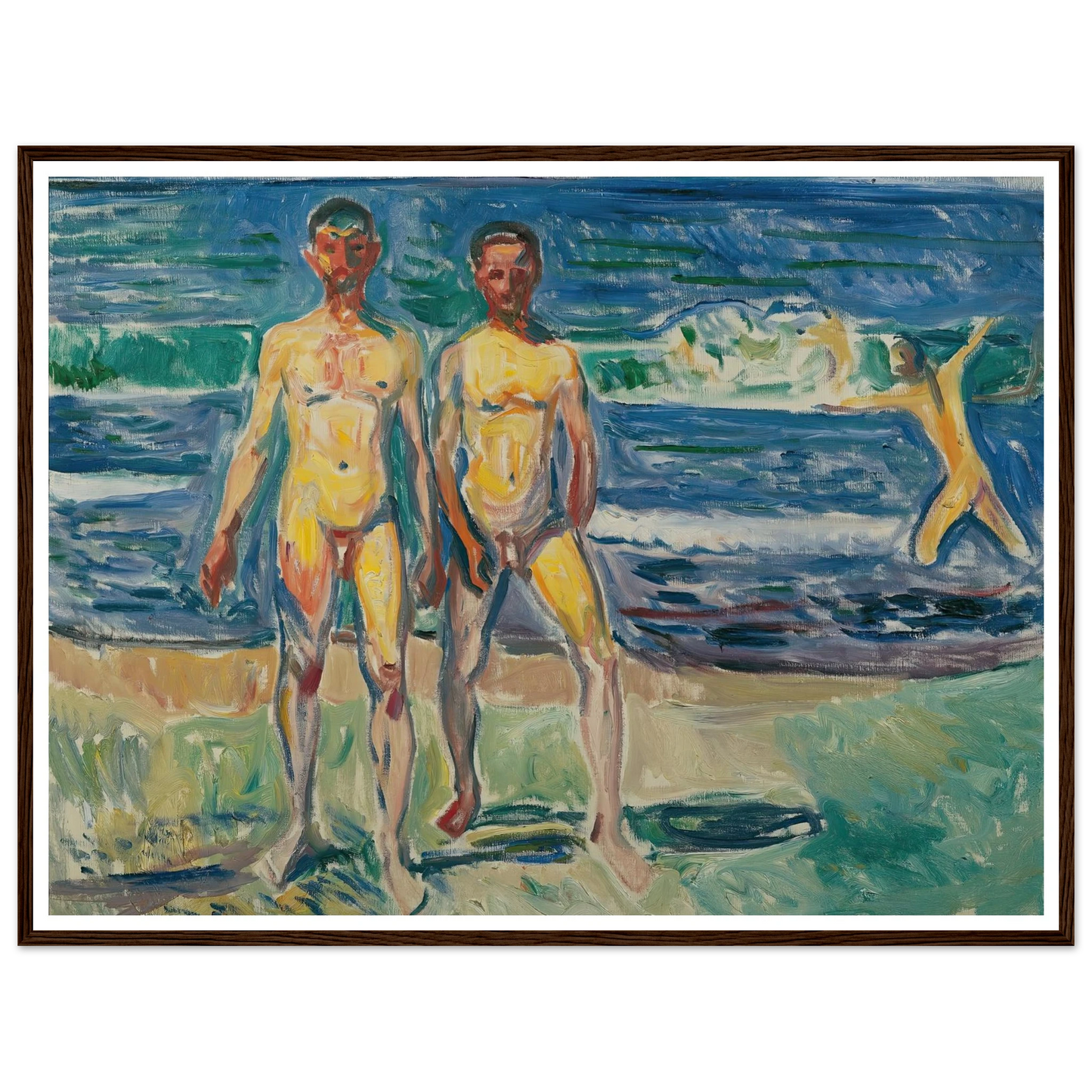 Männer am Meer (1908) Art Print | Edvard Munch - Framed Poster - 30x40 cm / 12x16″ - Black frame