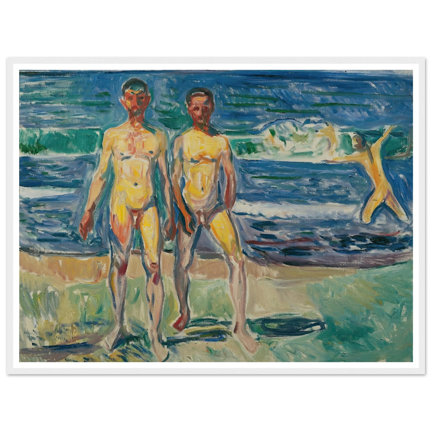 Männer am Meer (1908) Art Print | Edvard Munch - Framed Poster - 30x40 cm / 12x16″ - Black frame
