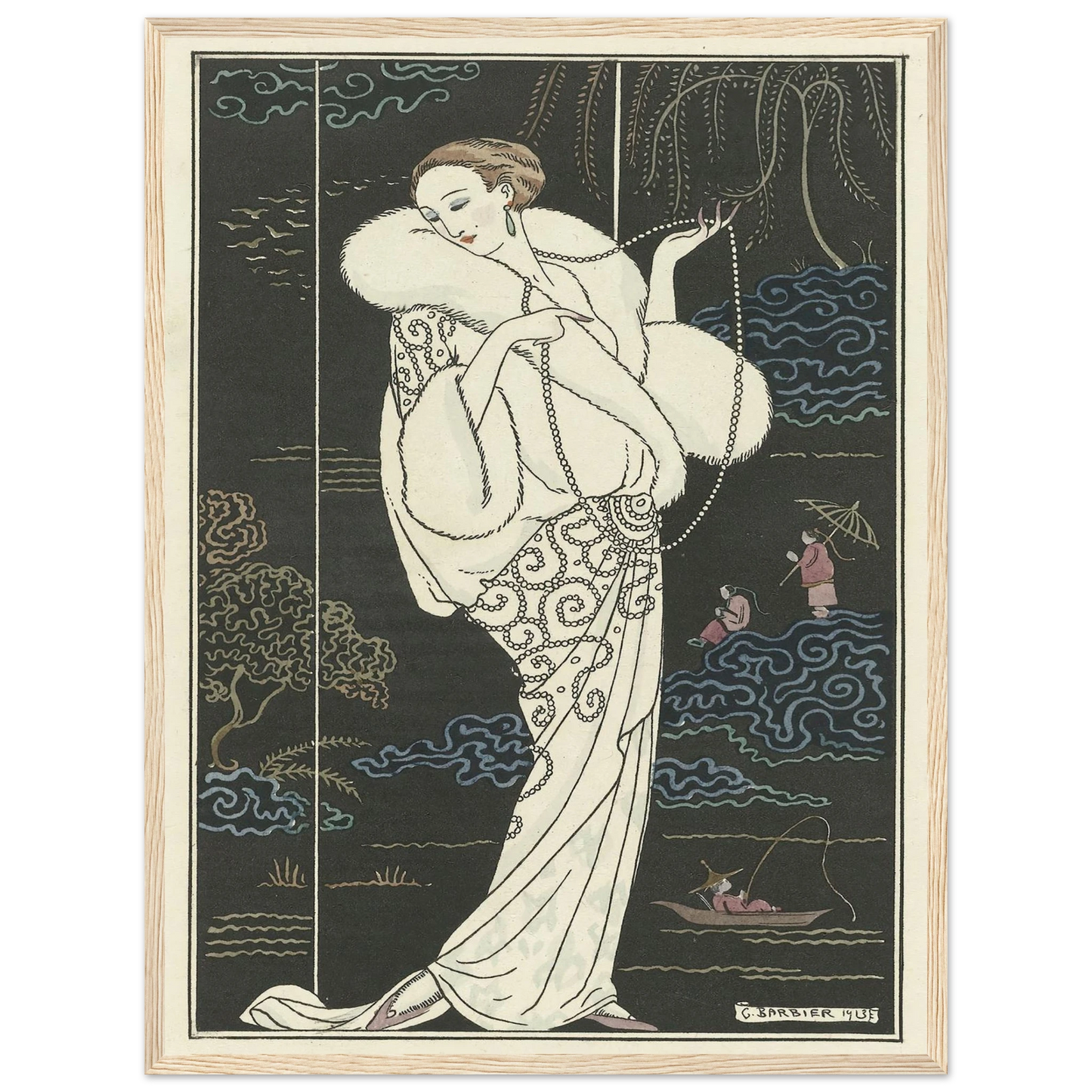 Manteau de velours (1913) Art Print | George Barbier - Framed Poster - 30x40 cm / 12x16″ - Black frame