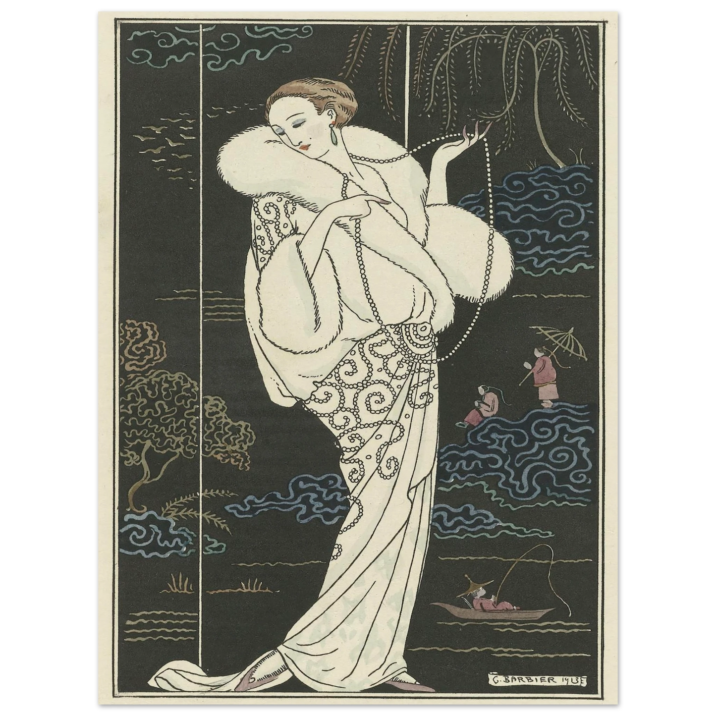 Manteau de velours (1913) Art Print | George Barbier - Framed Poster - 30x40 cm / 12x16″ - Black frame
