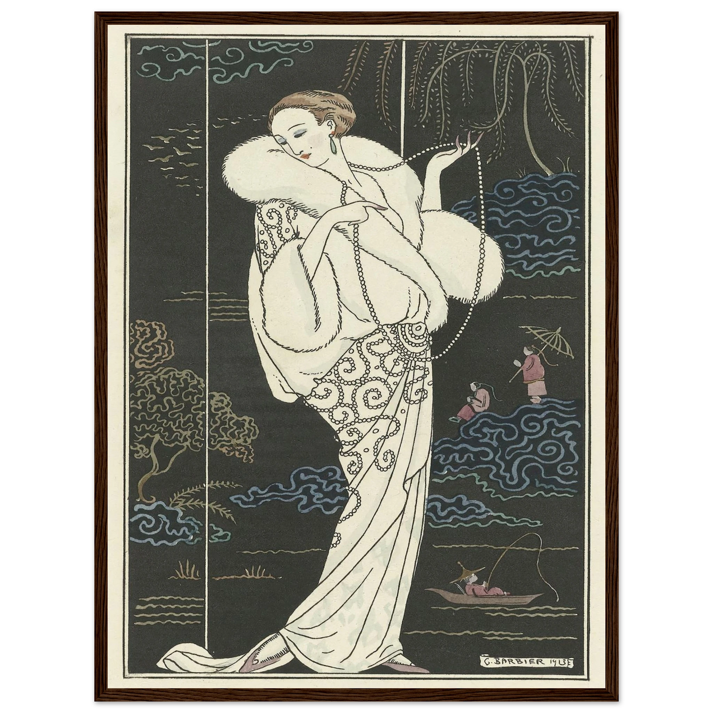 Manteau de velours (1913) Art Print | George Barbier - Framed Poster - 30x40 cm / 12x16″ - Black frame