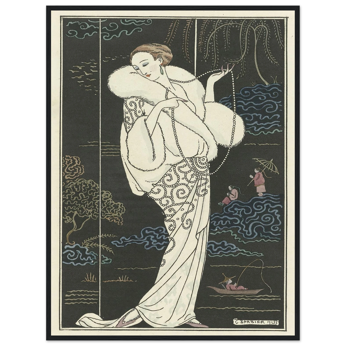 Manteau de velours (1913) Art Print | George Barbier - Framed Poster - 30x40 cm / 12x16″ - Black frame