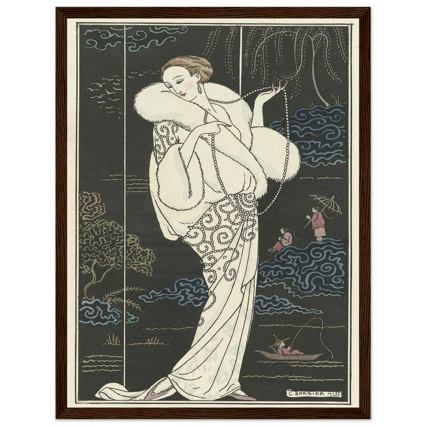 Manteau de velours (1913) Art Print | George Barbier - Framed Poster - 30x40 cm / 12x16″ - Black frame