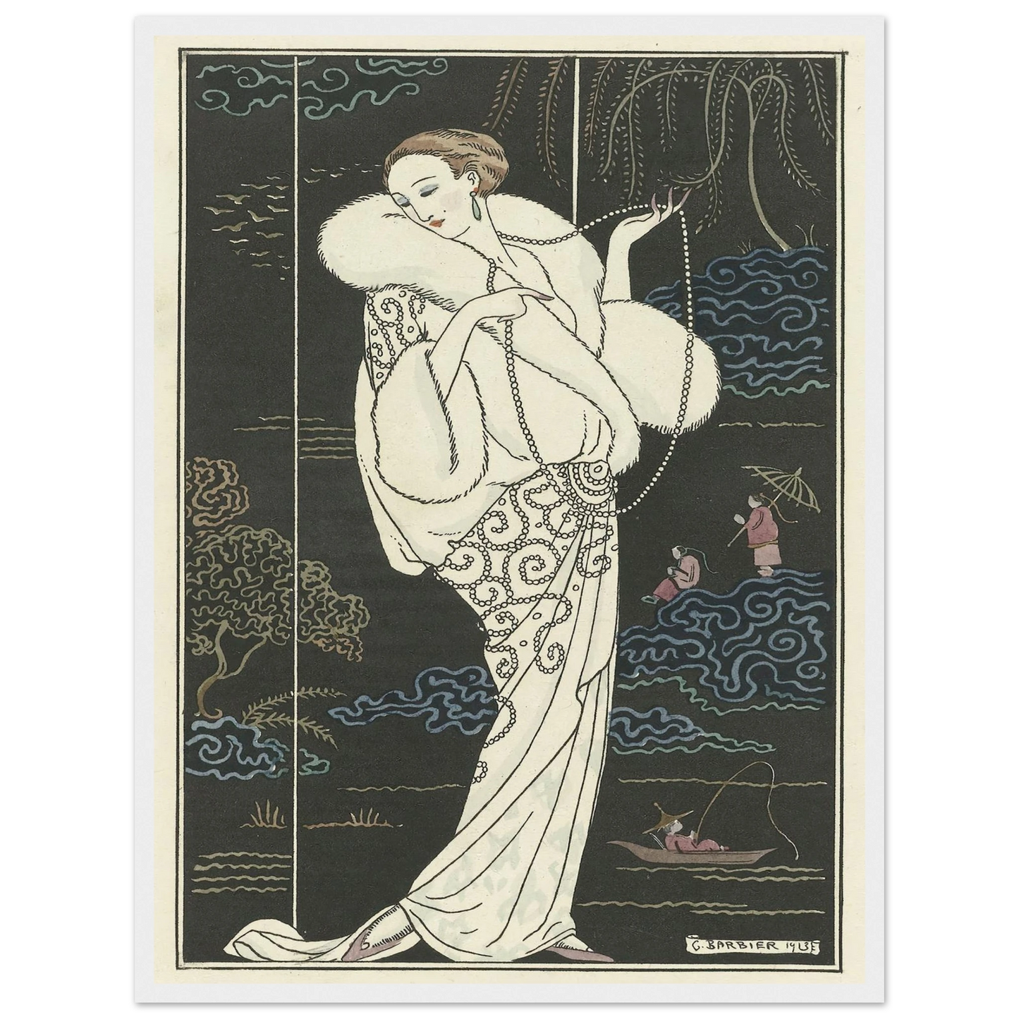 Manteau de velours (1913) Art Print | George Barbier - Framed Poster - 30x40 cm / 12x16″ - Black frame