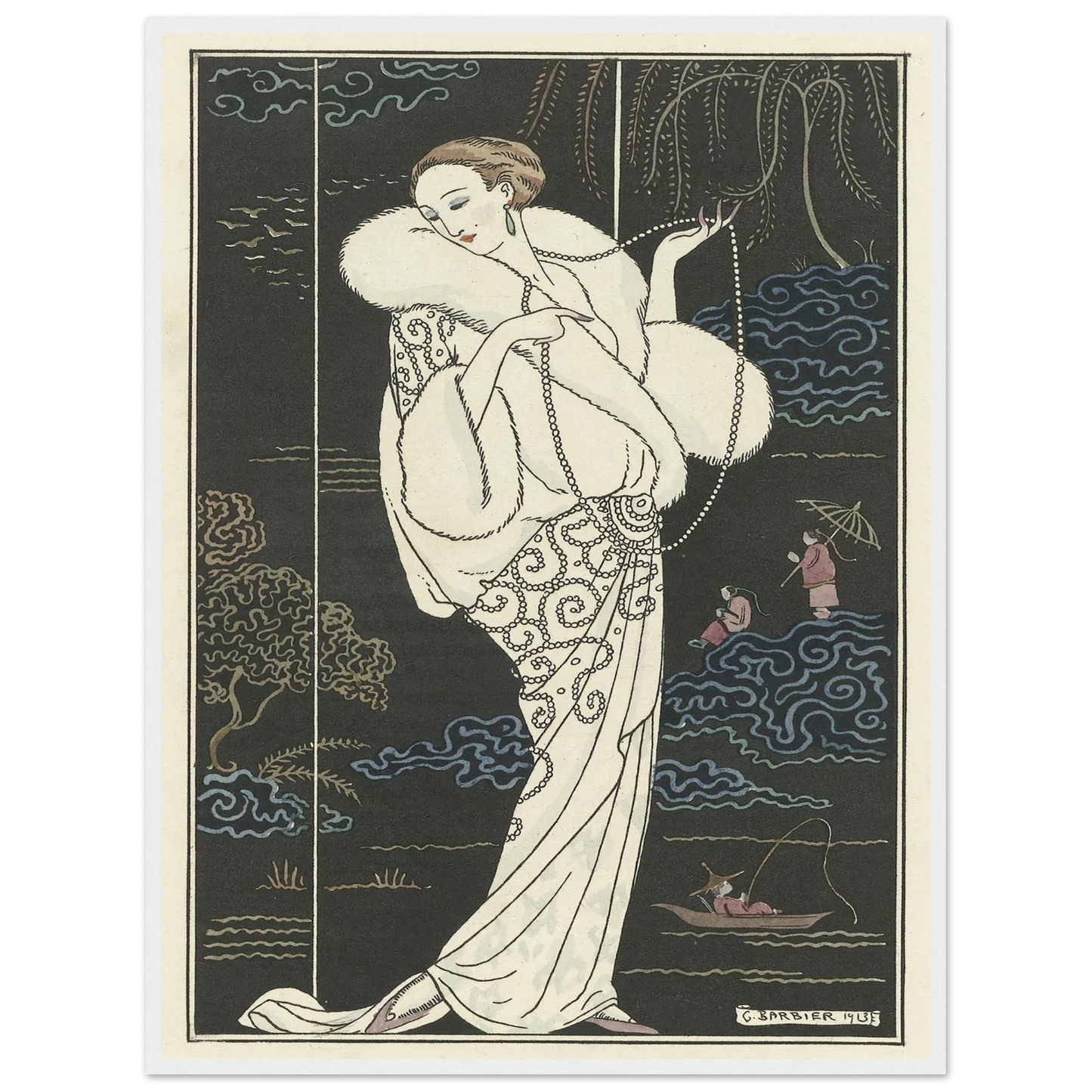 Manteau de velours (1913) Art Print | George Barbier - Framed Poster - 30x40 cm / 12x16″ - Black frame