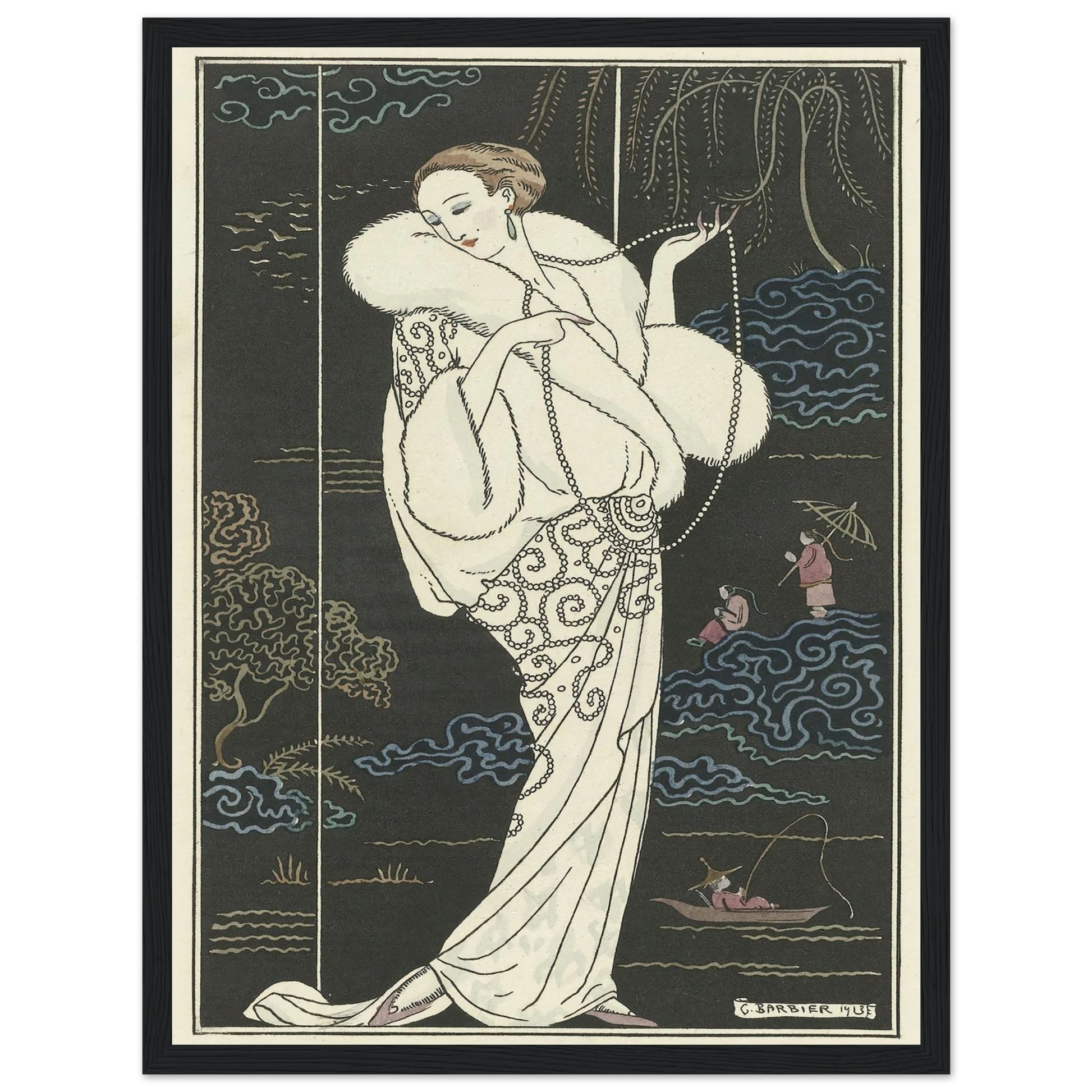 Manteau de velours (1913) Art Print | George Barbier - Framed Poster - 30x40 cm / 12x16″ - Black frame