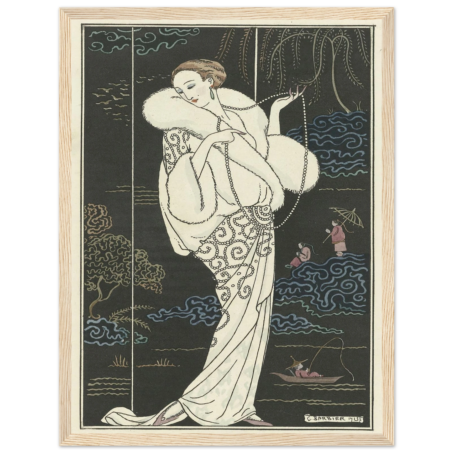 Manteau de velours (1913) Art Print | George Barbier - Framed Poster - 30x40 cm / 12x16″ - Black frame