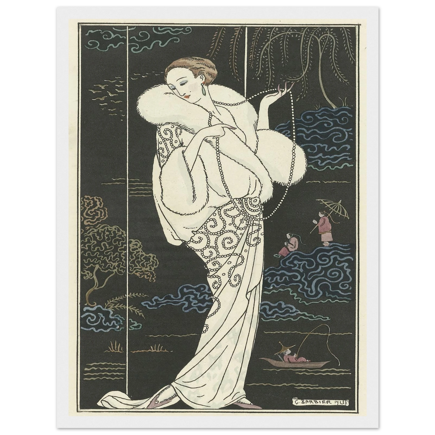 Manteau de velours (1913) Art Print | George Barbier - Framed Poster - 30x40 cm / 12x16″ - Black frame
