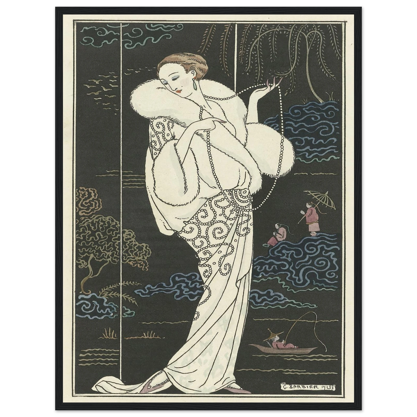 Manteau de velours (1913) Art Print | George Barbier - Framed Poster - 30x40 cm / 12x16″ - Black frame