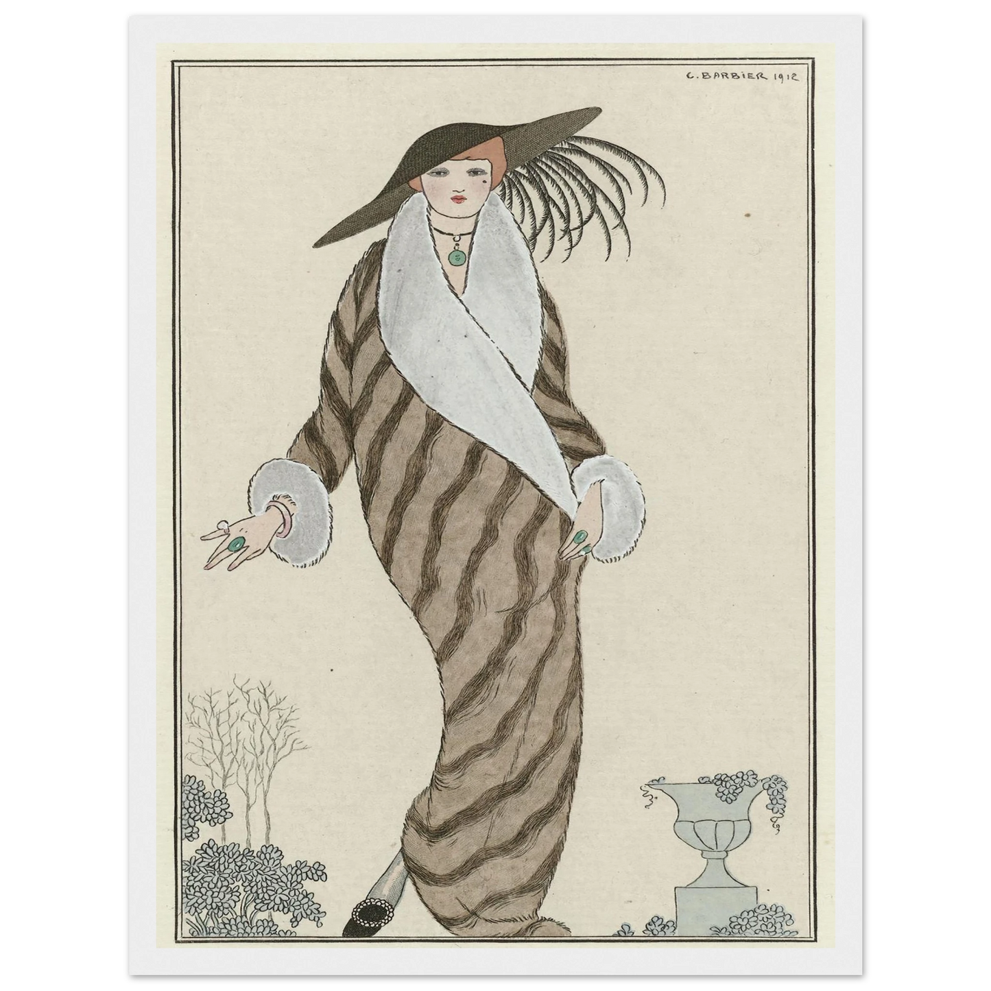 Manteau de Zibelin (1912) Art Print | George Barbier - Framed Poster - 30x40 cm / 12x16″ - Black frame