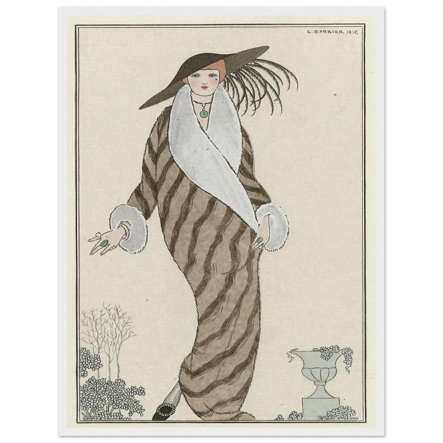Manteau de Zibelin (1912) Art Print | George Barbier - Framed Poster - 30x40 cm / 12x16″ - Black frame