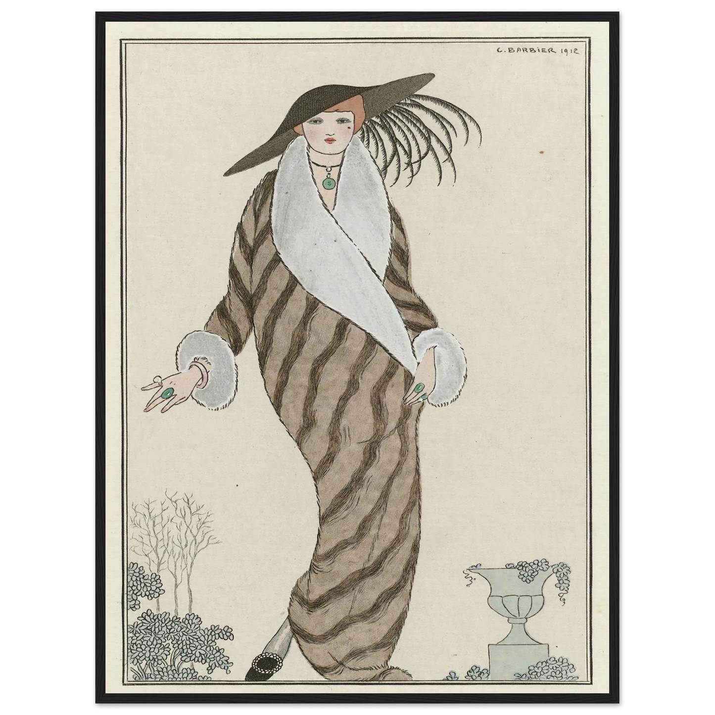 Manteau de Zibelin (1912) Art Print | George Barbier - Framed Poster - 30x40 cm / 12x16″ - Black frame