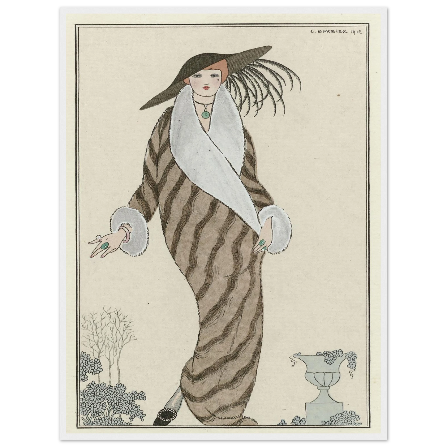 Manteau de Zibelin (1912) Art Print | George Barbier - Framed Poster - 30x40 cm / 12x16″ - Black frame