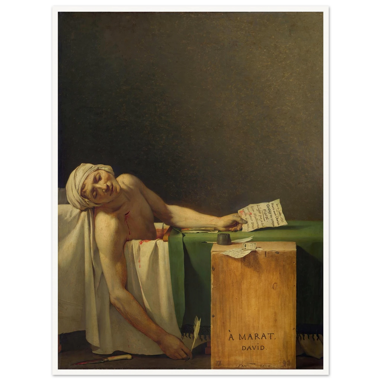 Marat Assassinated (1793) Art Print | Jacques Louis David - Framed Poster - 30x40 cm / 12x16″ - Black frame