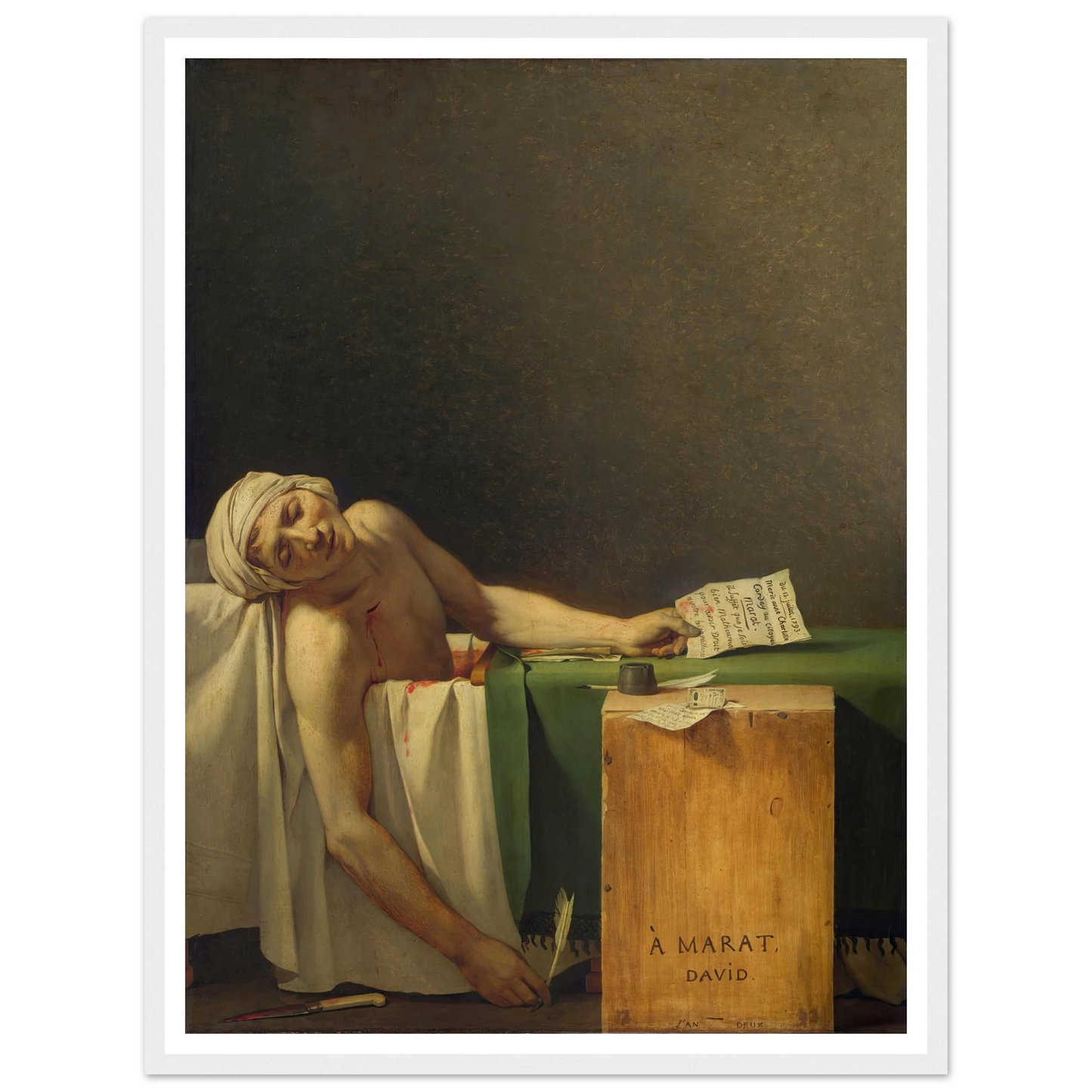 Marat Assassinated (1793) Art Print | Jacques Louis David - Framed Poster - 30x40 cm / 12x16″ - Black frame