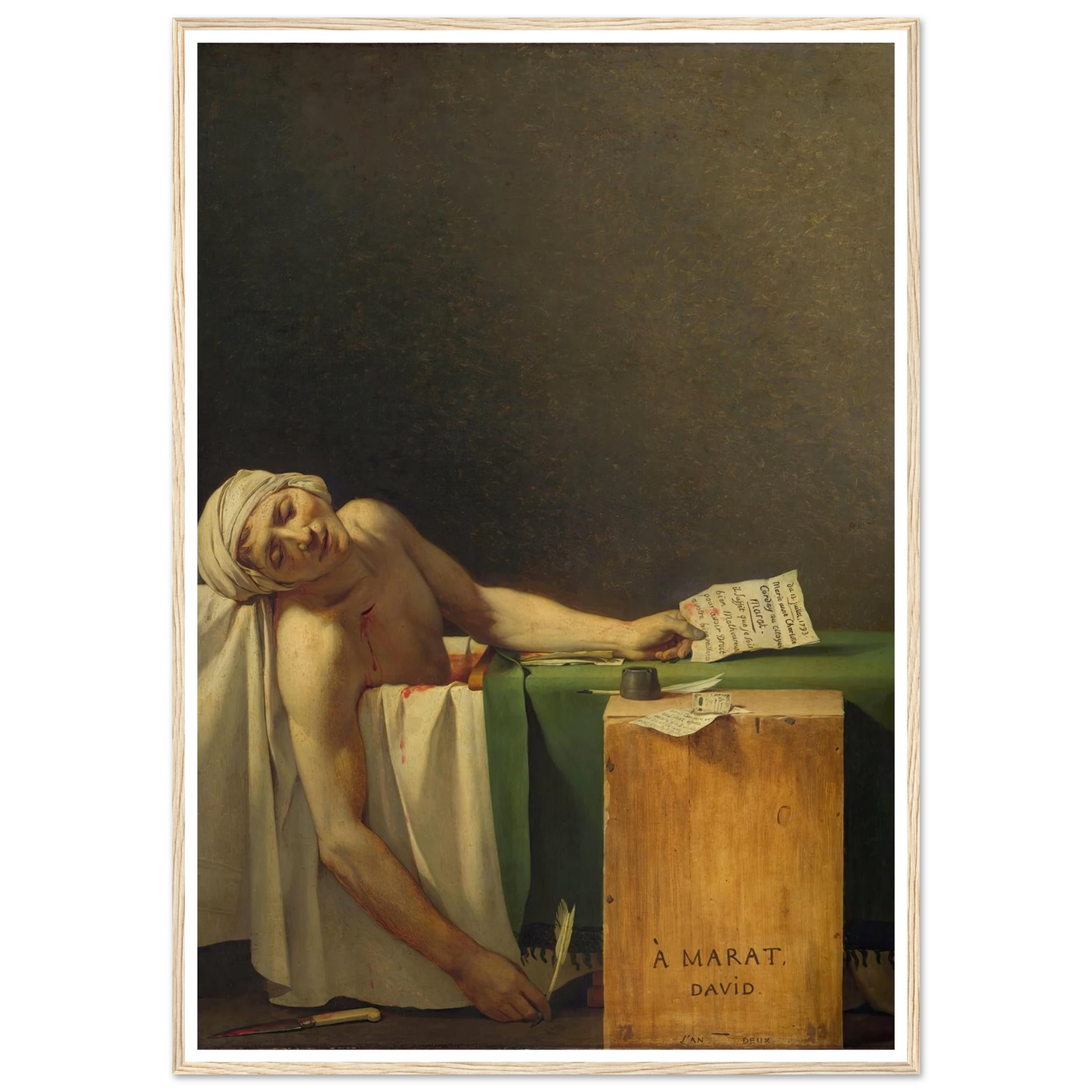 Marat Assassinated (1793) Art Print | Jacques Louis David - Framed Poster - 30x40 cm / 12x16″ - Black frame