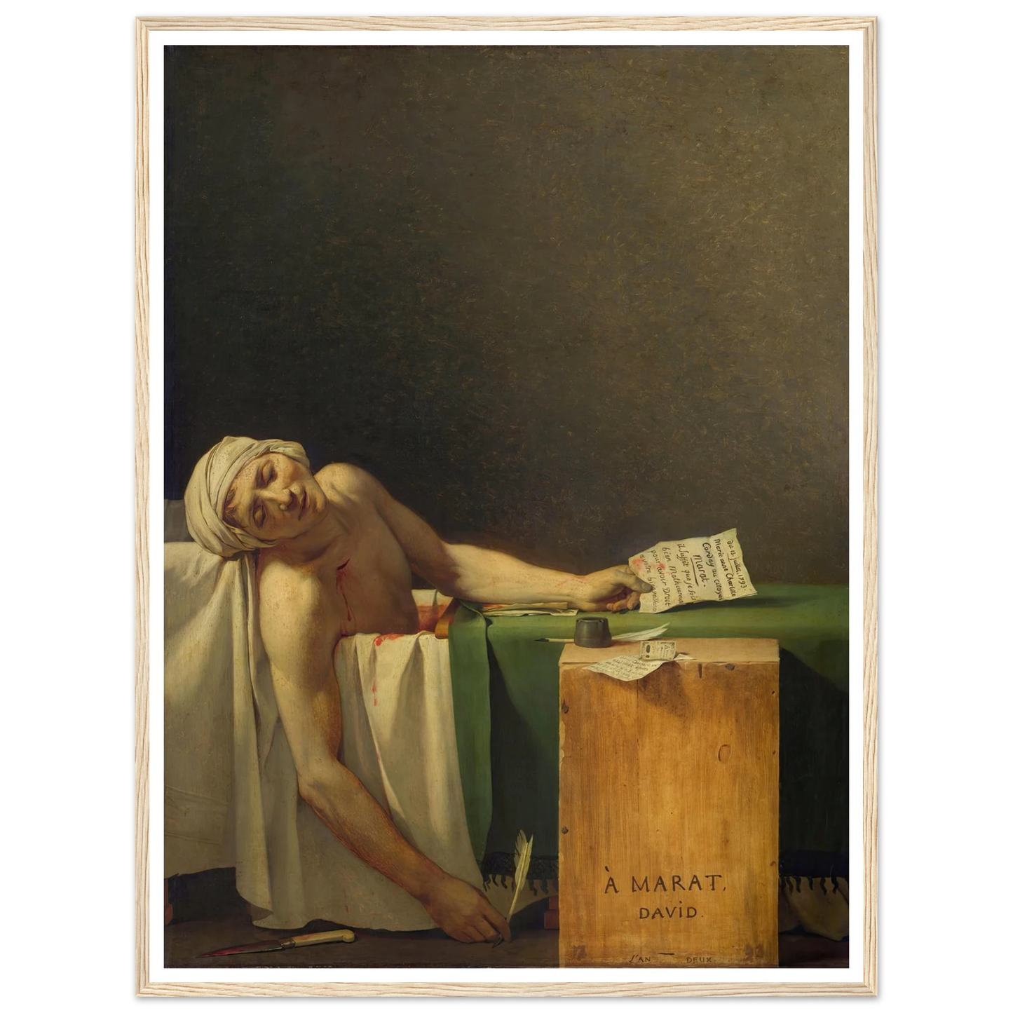 Marat Assassinated (1793) Art Print | Jacques Louis David - Framed Poster - 30x40 cm / 12x16″ - Black frame