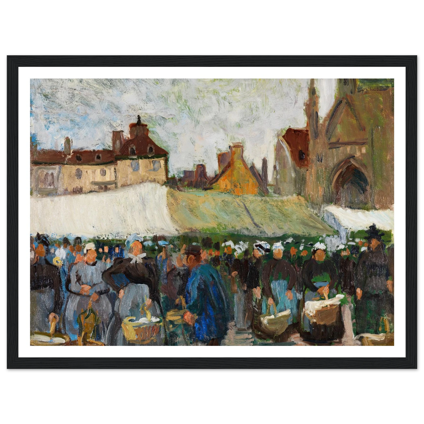 Marché à Falaise (Markt in Falaise) (1905) Art Print | Raoul Dufy - Framed Poster - 30x40 cm / 12x16″ - Black frame