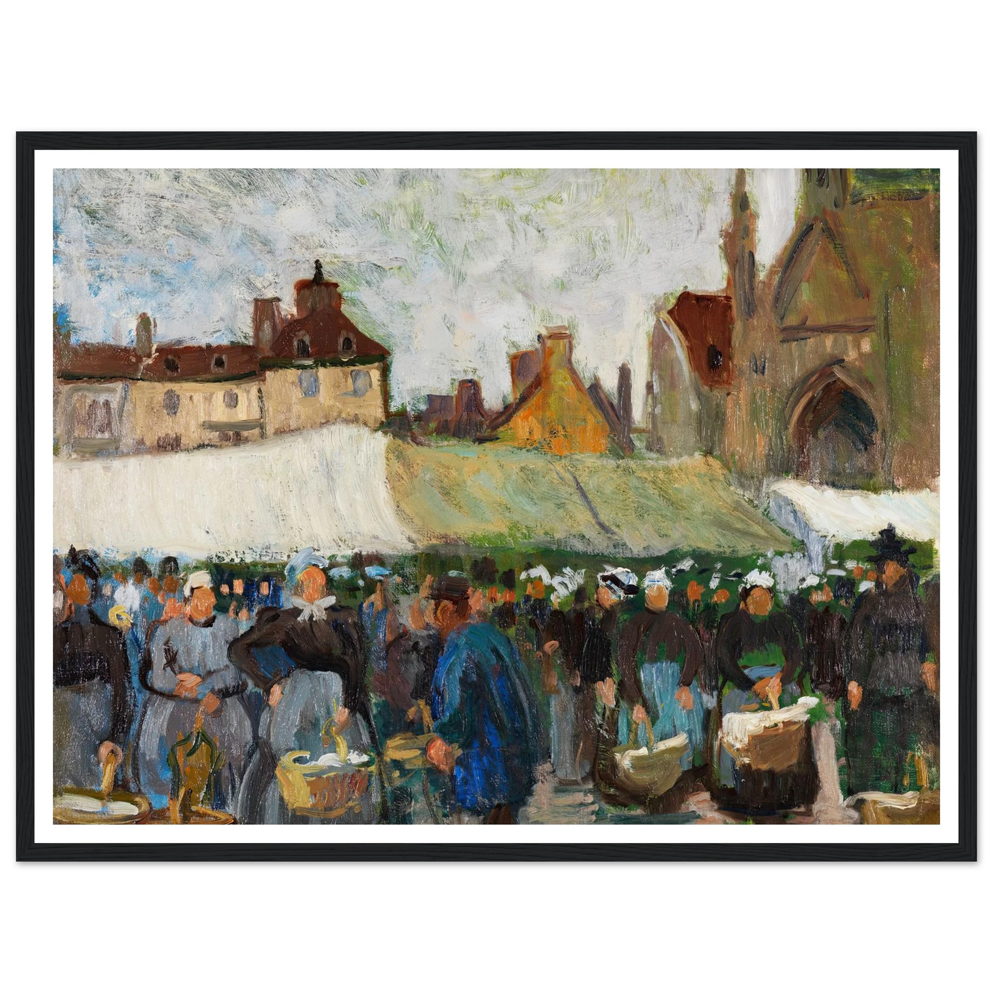 Marché à Falaise (Markt in Falaise) (1905) Art Print | Raoul Dufy - Framed Poster - 30x40 cm / 12x16″ - Black frame