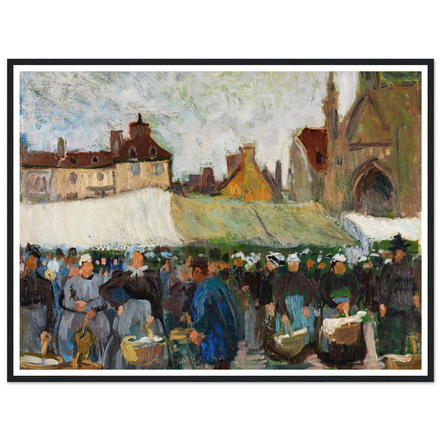 Marché à Falaise (Markt in Falaise) (1905) Art Print | Raoul Dufy - Framed Poster - 30x40 cm / 12x16″ - Black frame