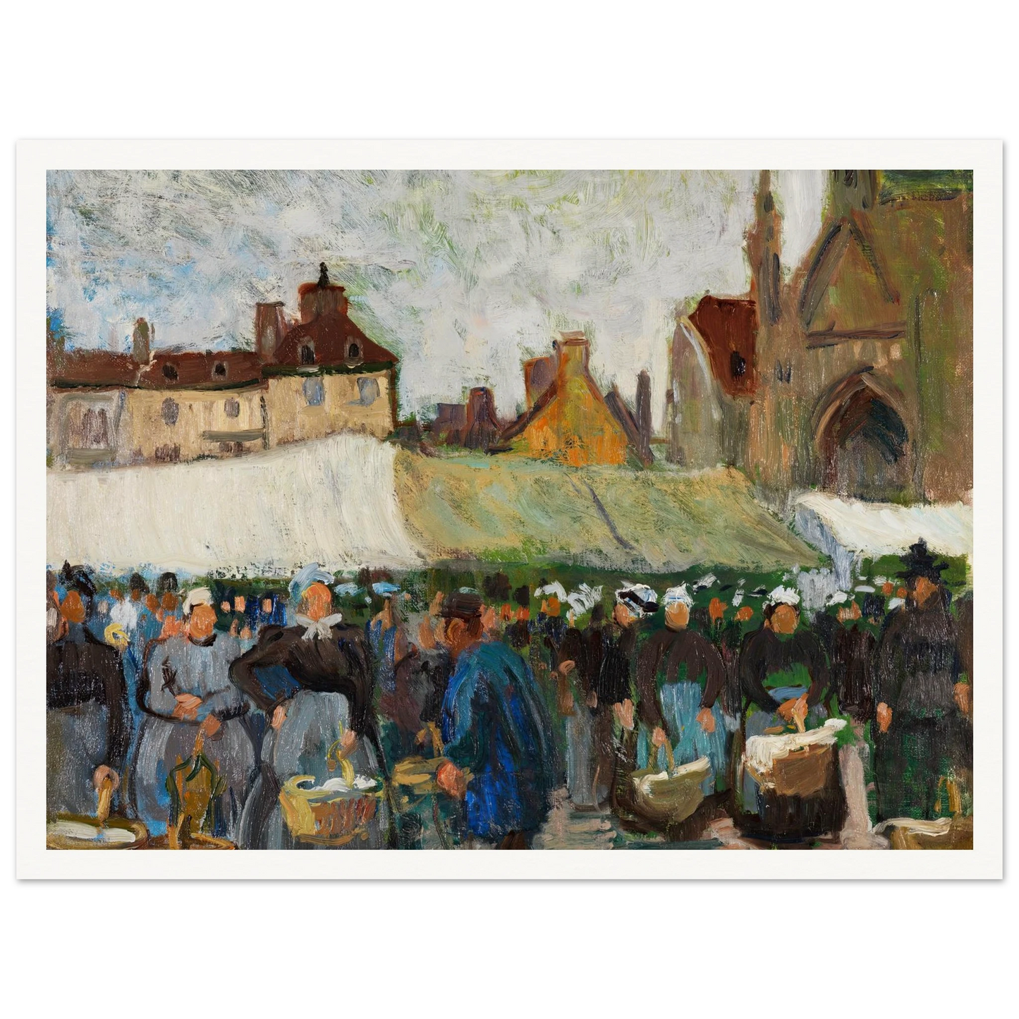 Marché à Falaise (Markt in Falaise) (1905) Art Print | Raoul Dufy - Framed Poster - 30x40 cm / 12x16″ - Black frame
