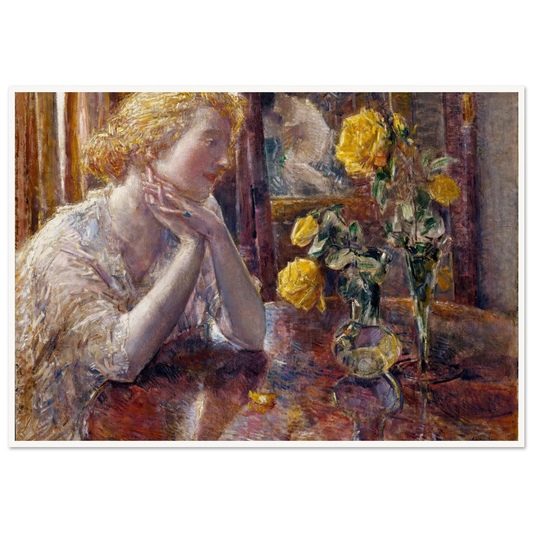 Maréchal Niel Roses (1919) Art Print | Childe Hassam - Framed Poster - 30x40 cm / 12x16″ - Black frame