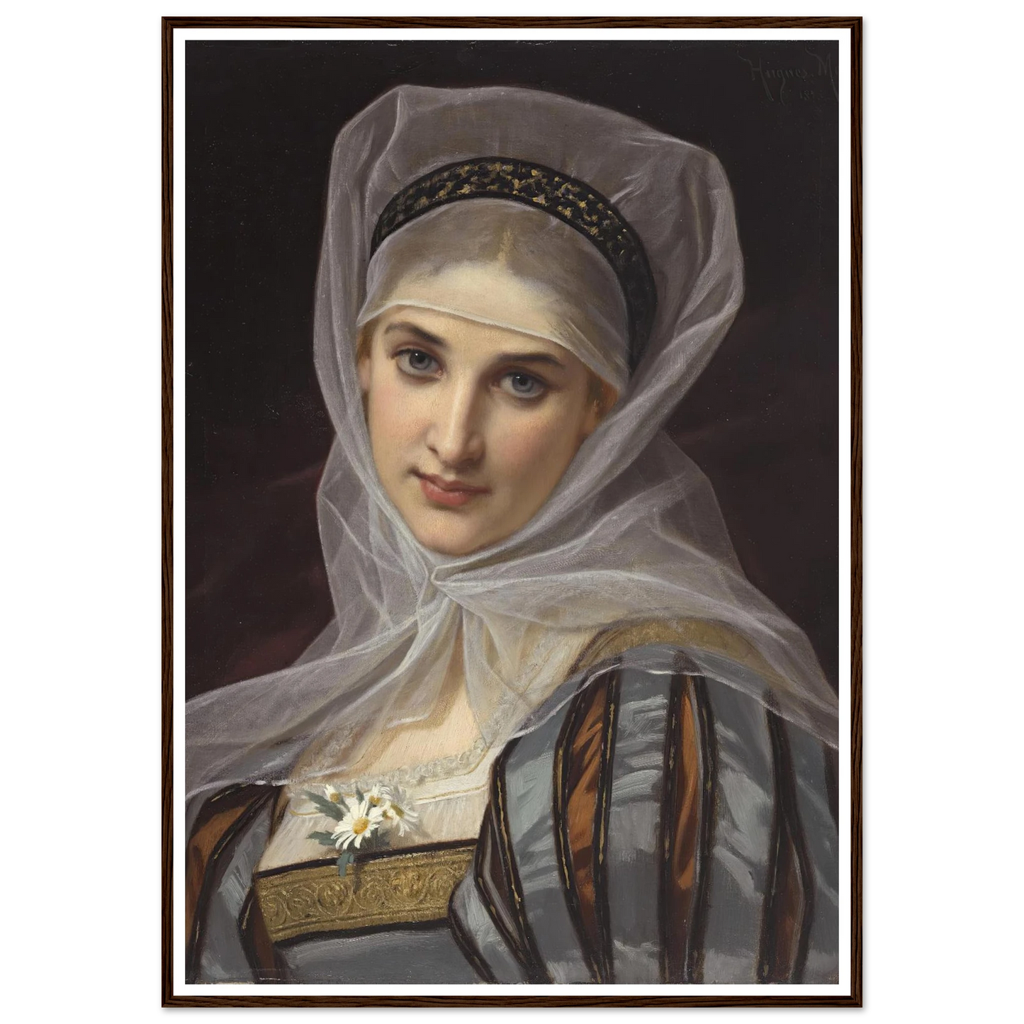 Marguerite (1878) Art Print | Hugues Merle - Framed Poster - 30x40 cm / 12x16″ - Black frame