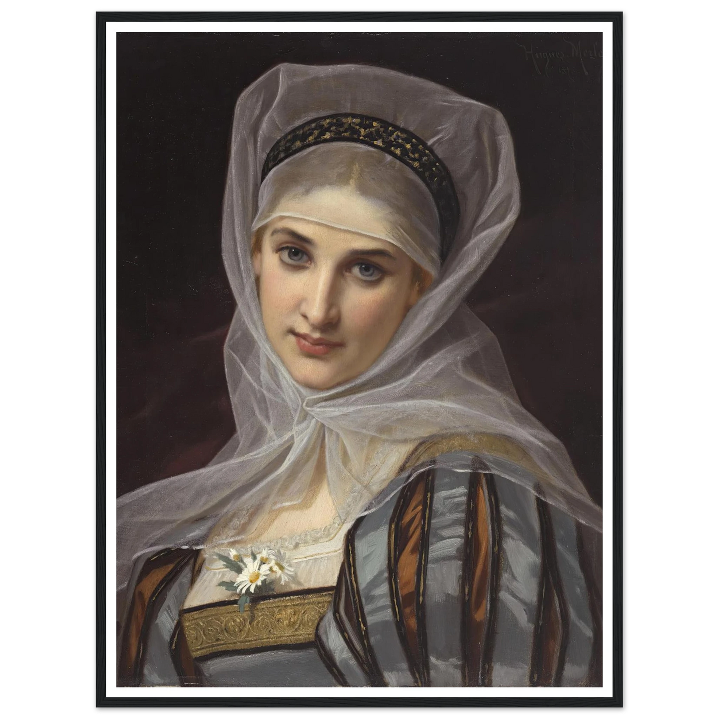 Marguerite (1878) Art Print | Hugues Merle - Framed Poster - 30x40 cm / 12x16″ - Black frame