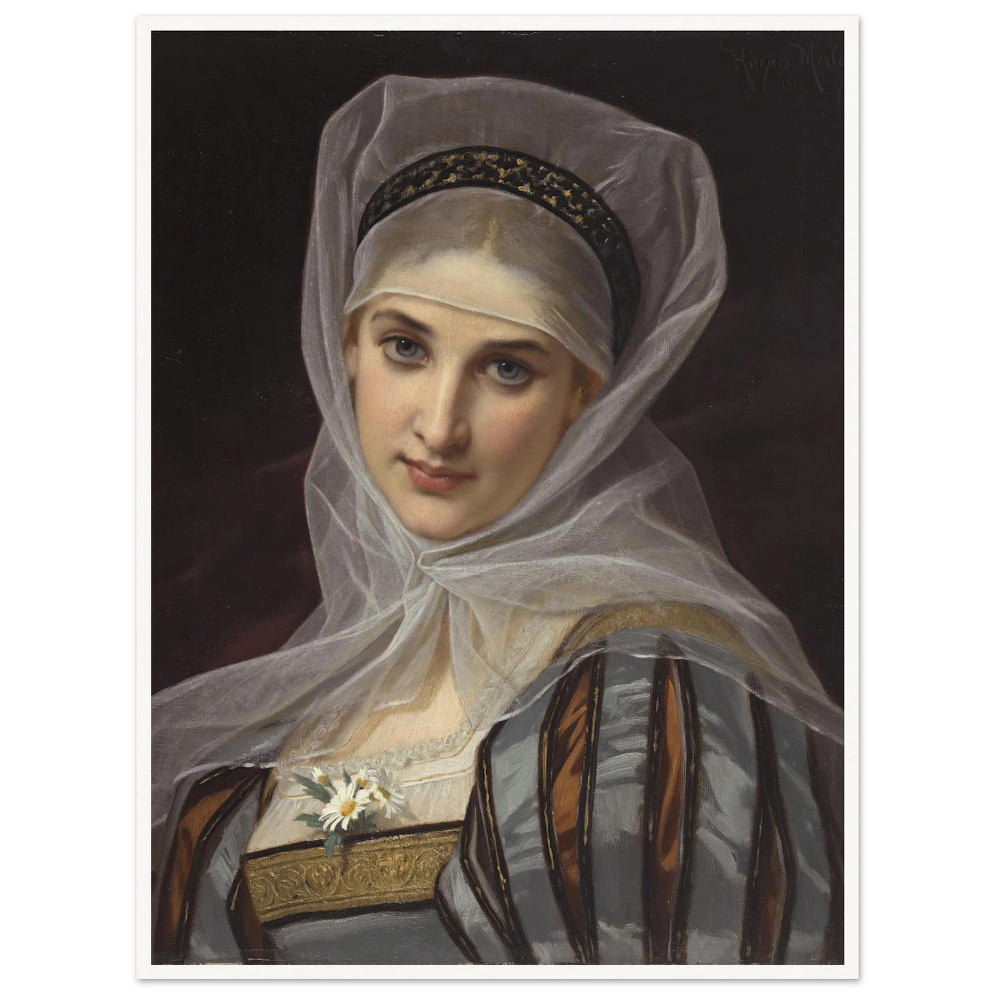 Marguerite (1878) Art Print | Hugues Merle - Framed Poster - 30x40 cm / 12x16″ - Black frame