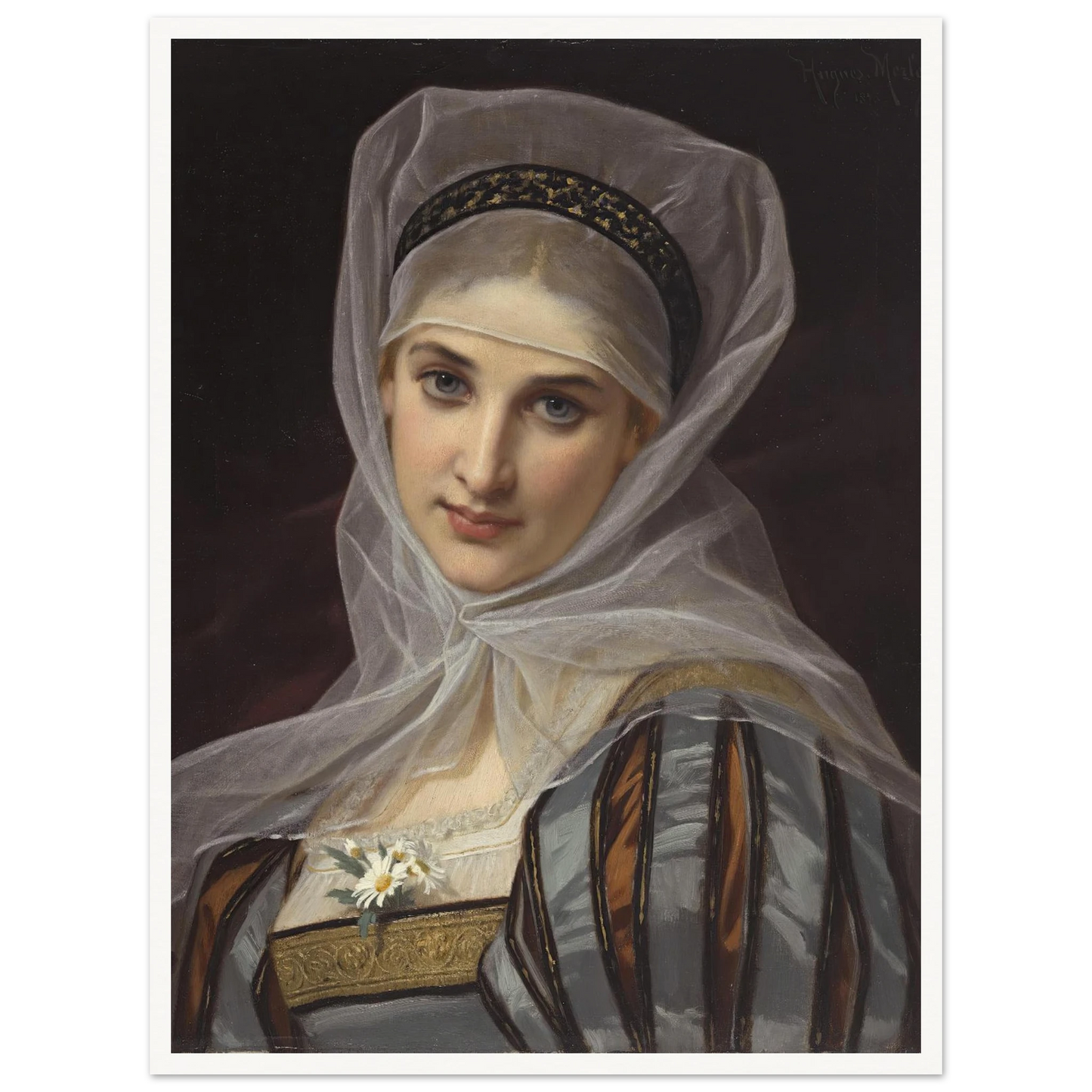 Marguerite (1878) Art Print | Hugues Merle - Framed Poster - 30x40 cm / 12x16″ - Black frame