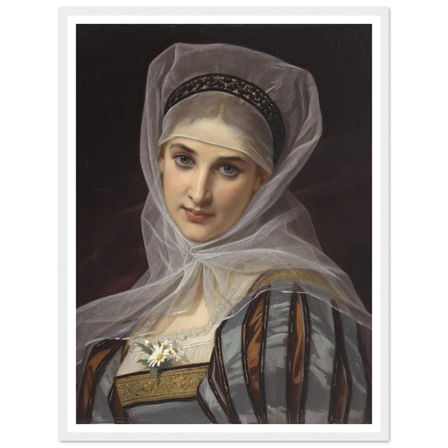 Marguerite (1878) Art Print | Hugues Merle - Framed Poster - 30x40 cm / 12x16″ - Black frame