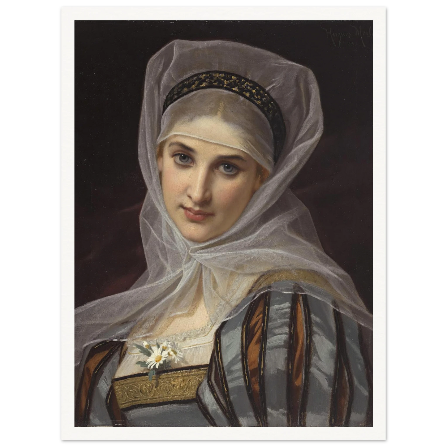Marguerite (1878) Art Print | Hugues Merle - Framed Poster - 30x40 cm / 12x16″ - Black frame