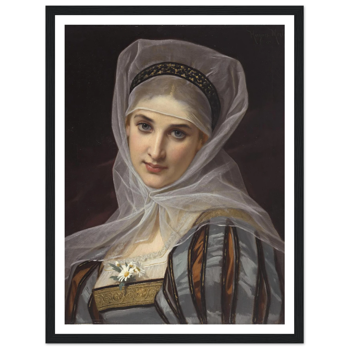 Marguerite (1878) Art Print | Hugues Merle - Framed Poster - 30x40 cm / 12x16″ - Black frame