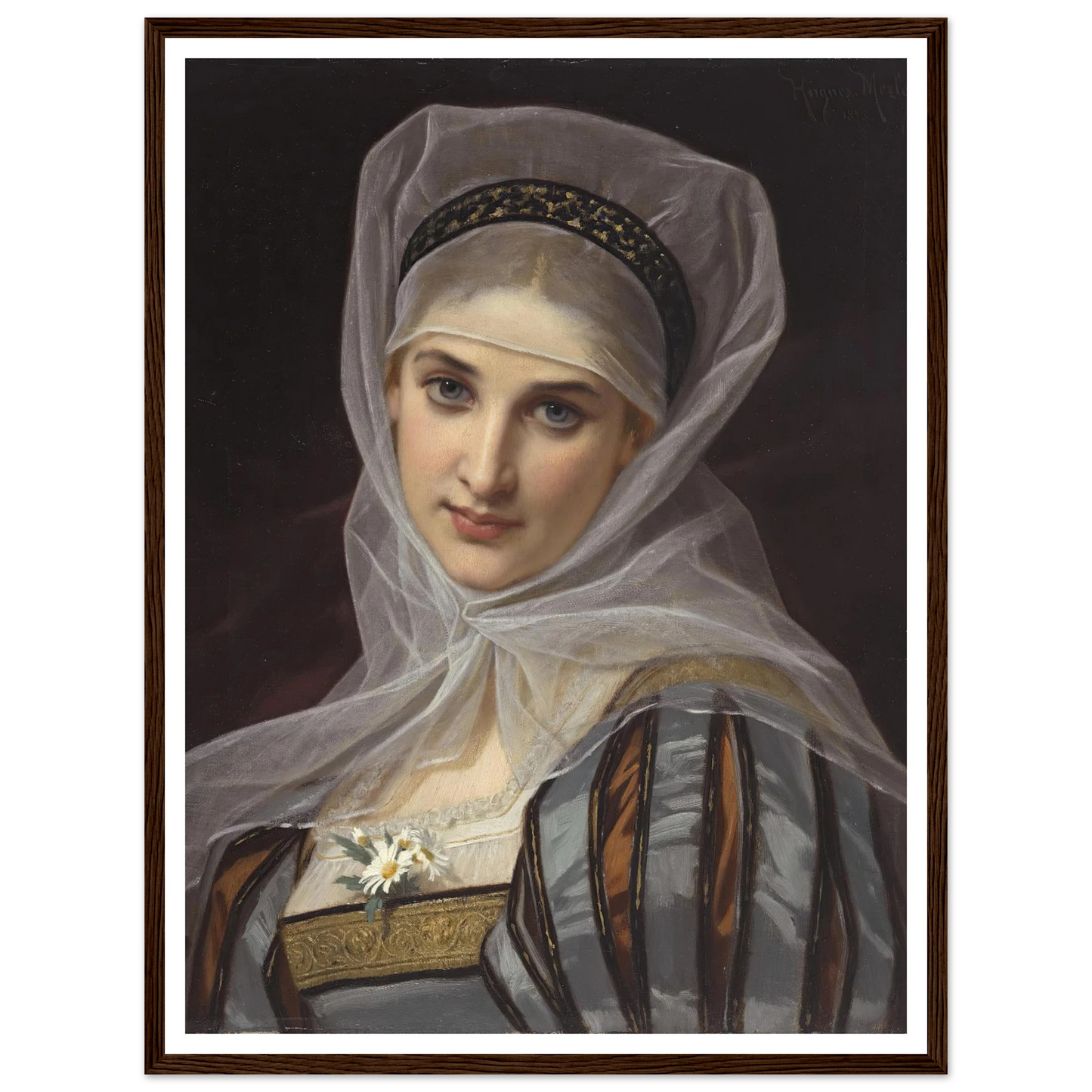 Marguerite (1878) Art Print | Hugues Merle - Framed Poster - 30x40 cm / 12x16″ - Black frame