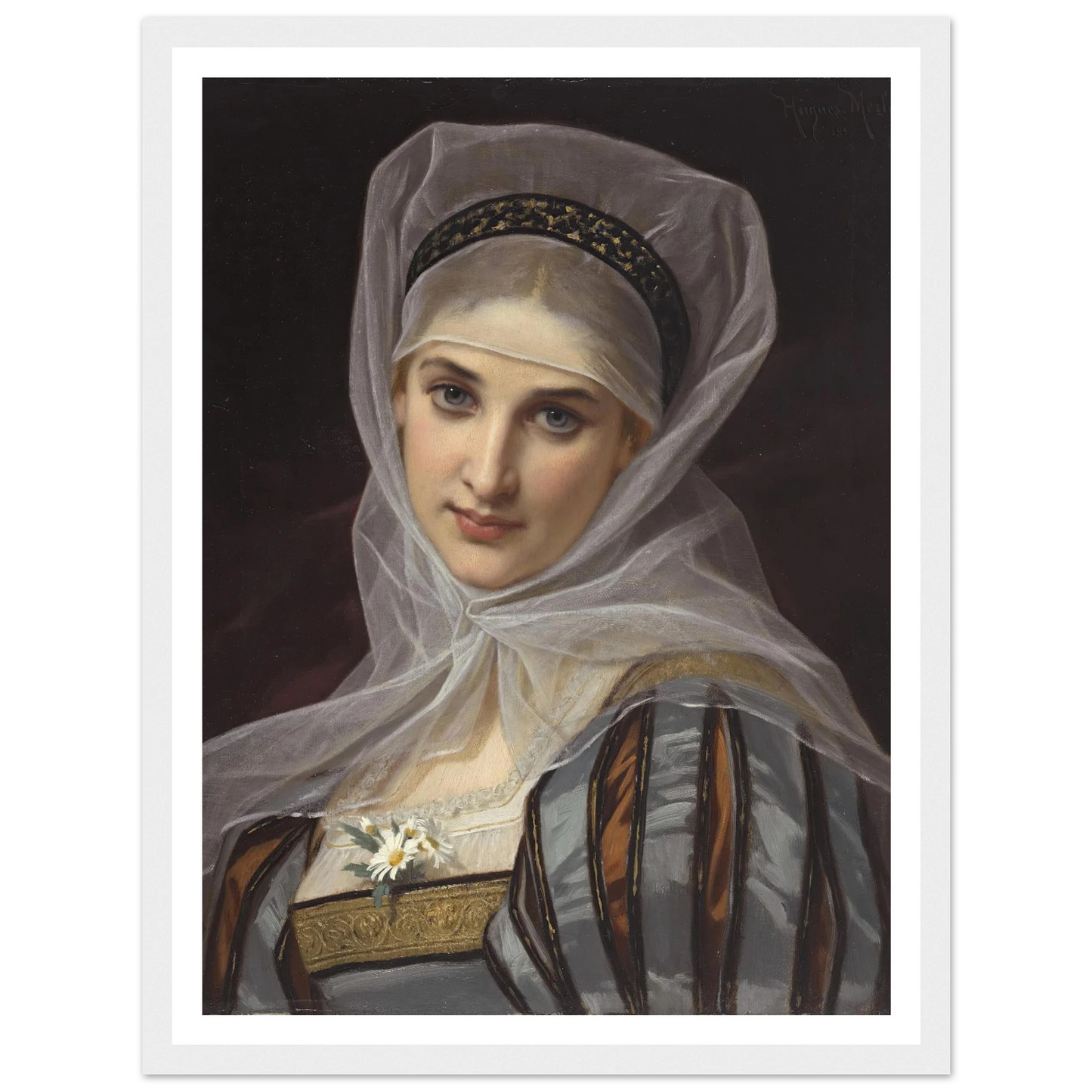 Marguerite (1878) Art Print | Hugues Merle - Framed Poster - 30x40 cm / 12x16″ - Black frame