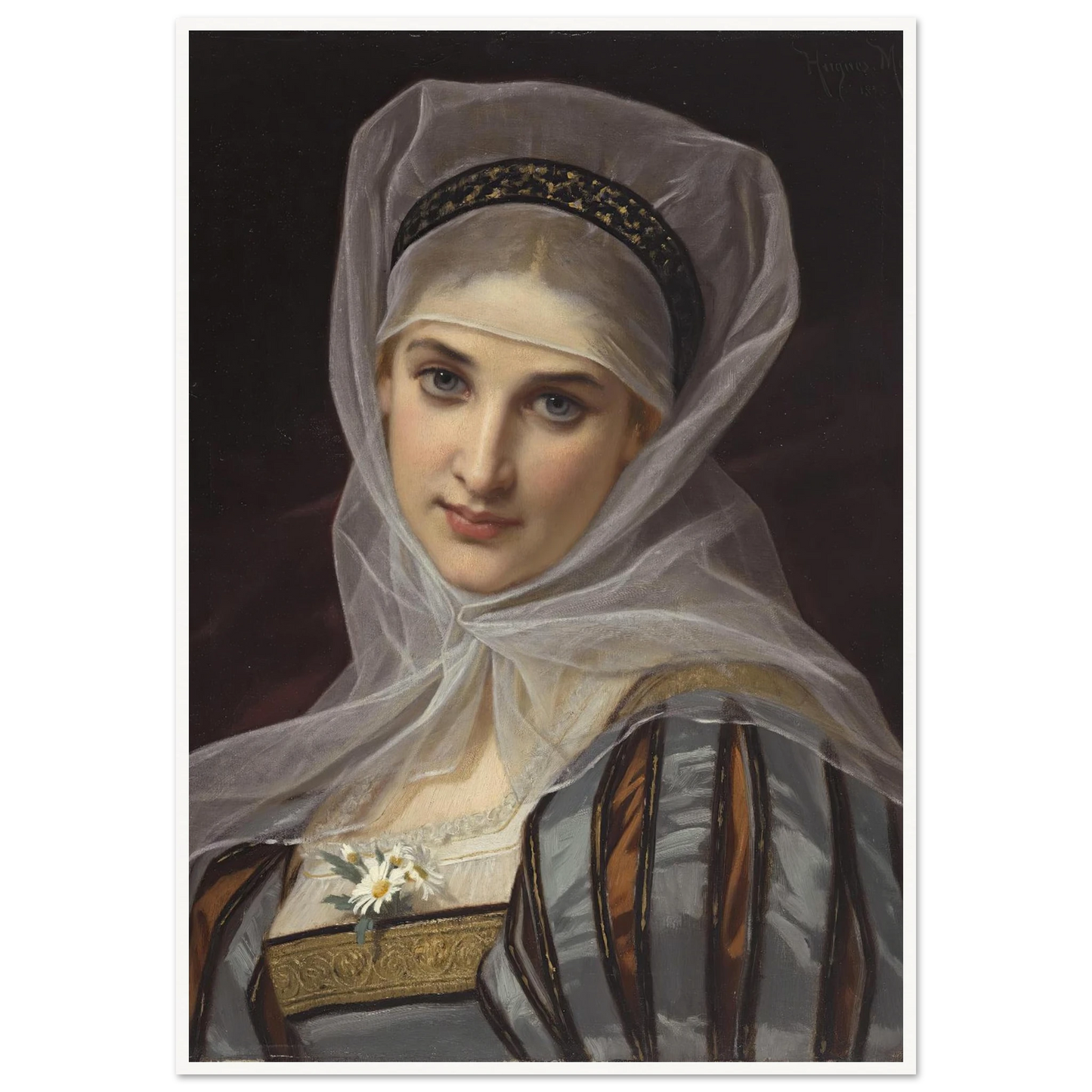 Marguerite (1878) Art Print | Hugues Merle - Framed Poster - 30x40 cm / 12x16″ - Black frame